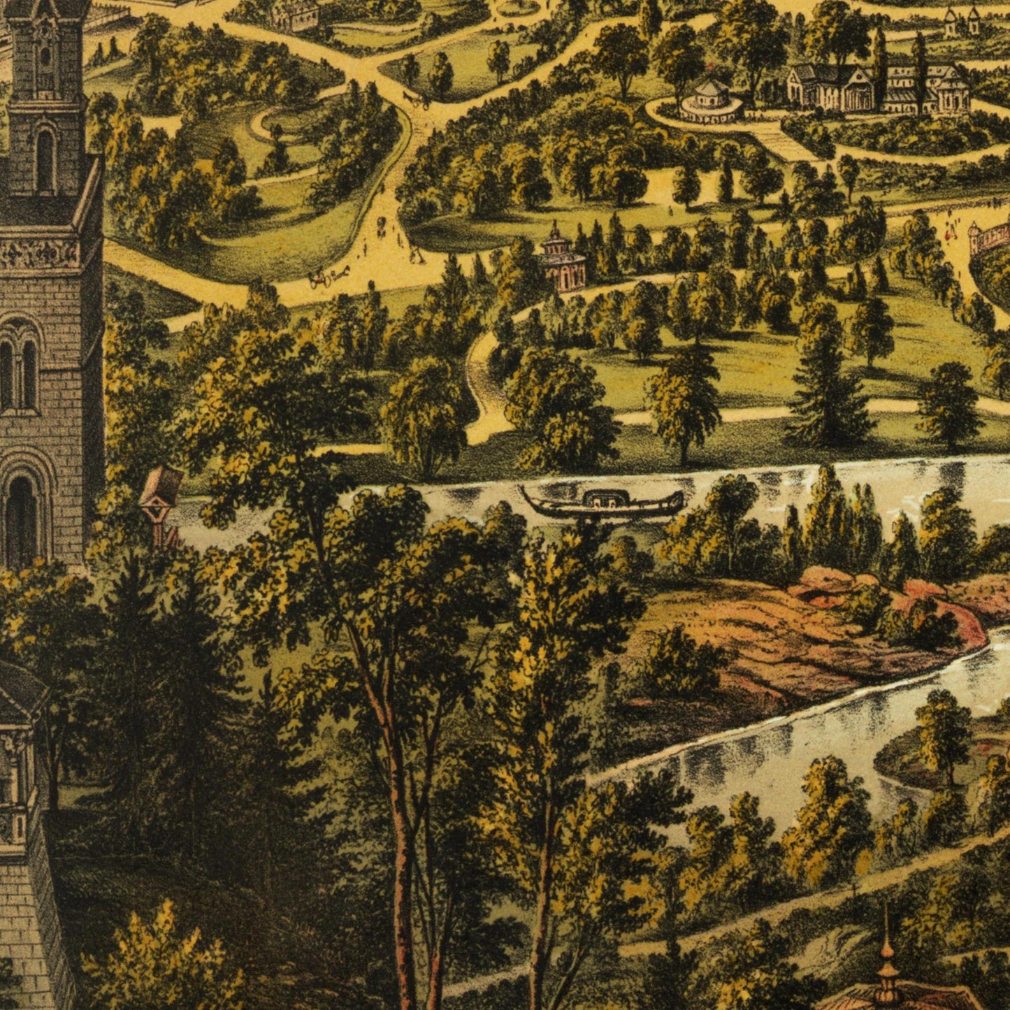 Historische Stadtansicht New York City von Norden um 1873