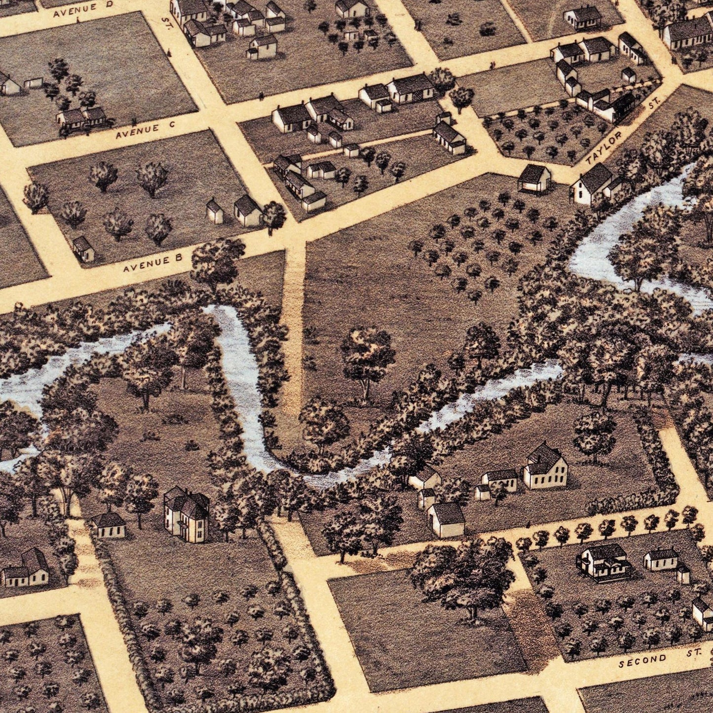 Historische Stadtansicht San Antonio um 1873