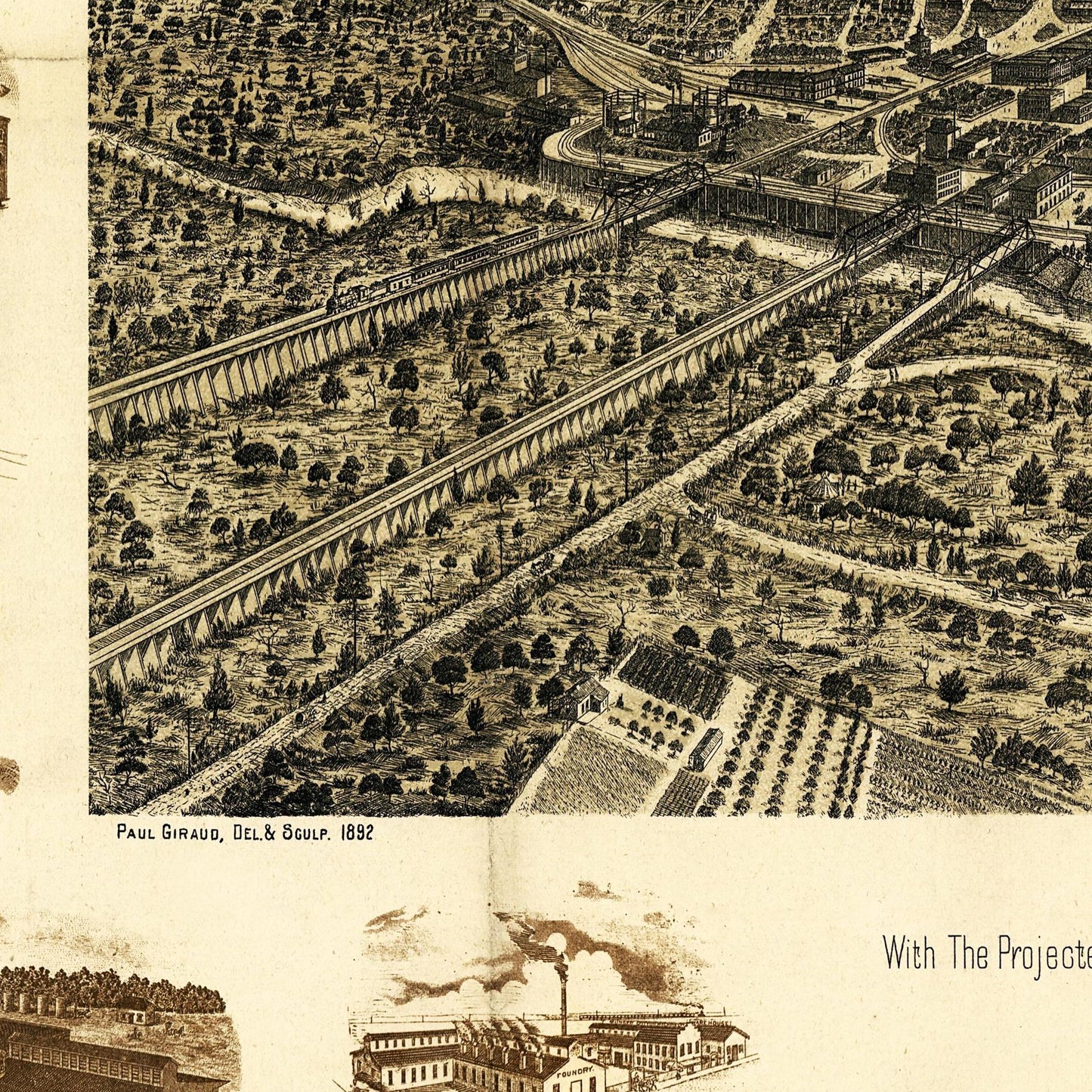 Historische Stadtansicht Dallas um 1892