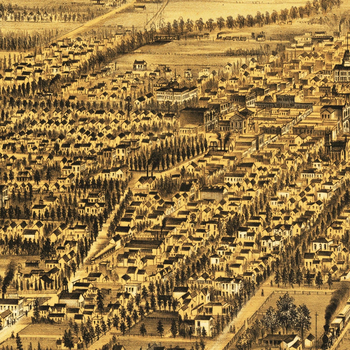 Historische Stadtansicht San José um 1875