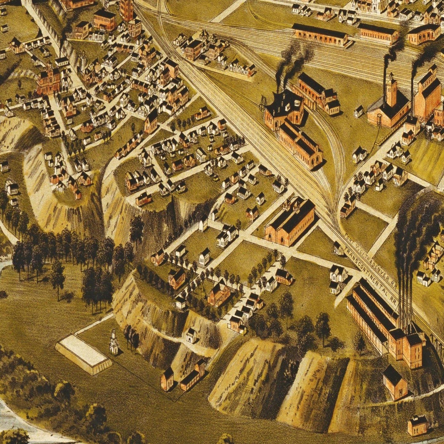 Historische Stadtansicht Fort Worth um 1891