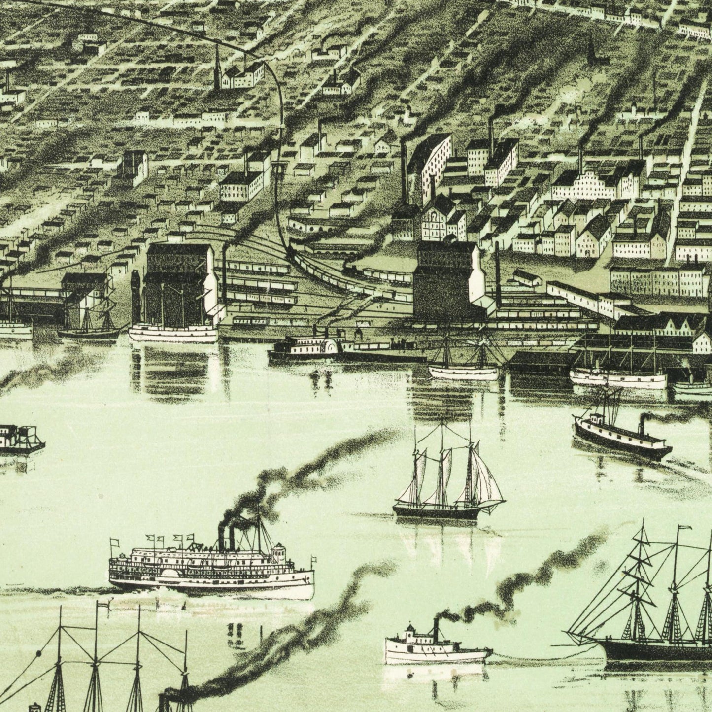 Historische Stadtansicht Detroit um 1890