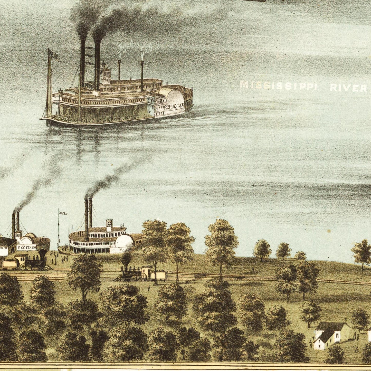 Historische Stadtansicht Memphis um 1870