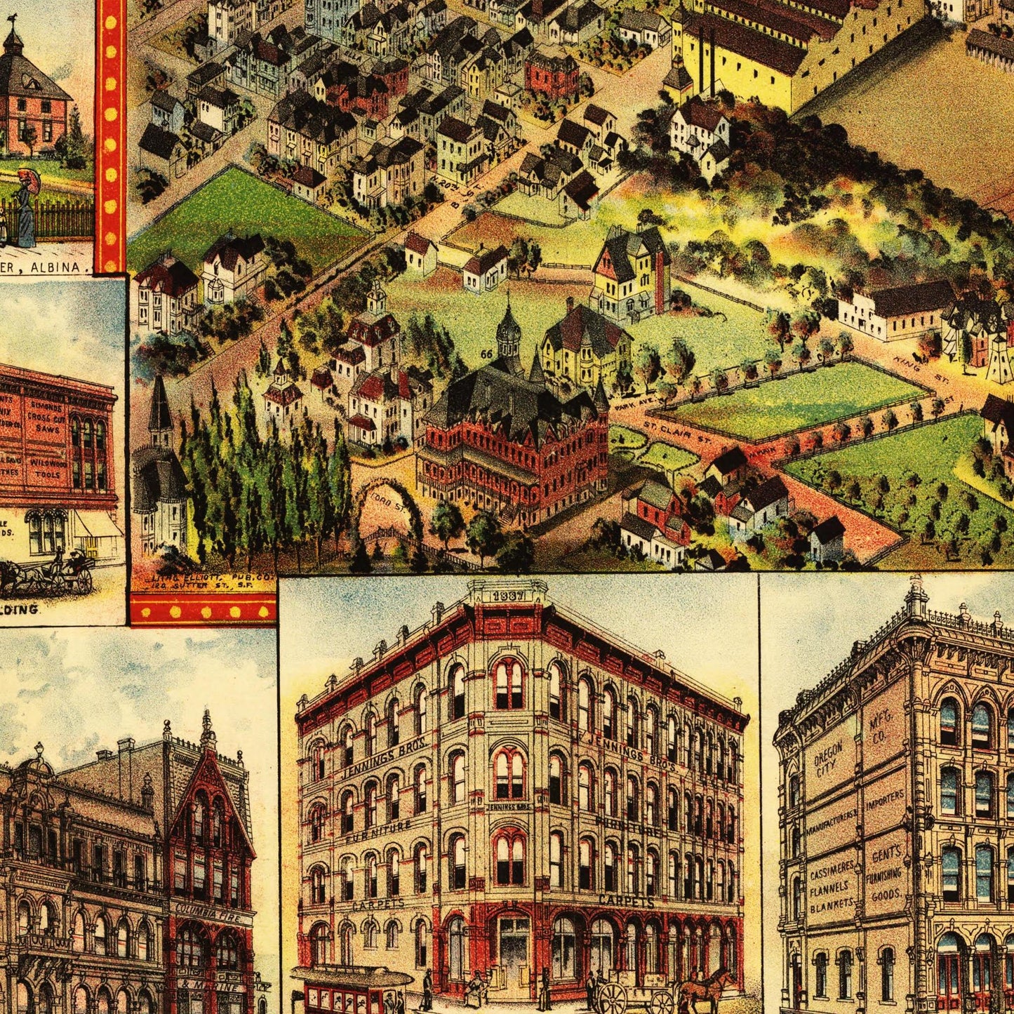 Historische Stadtansicht Portland um 1890