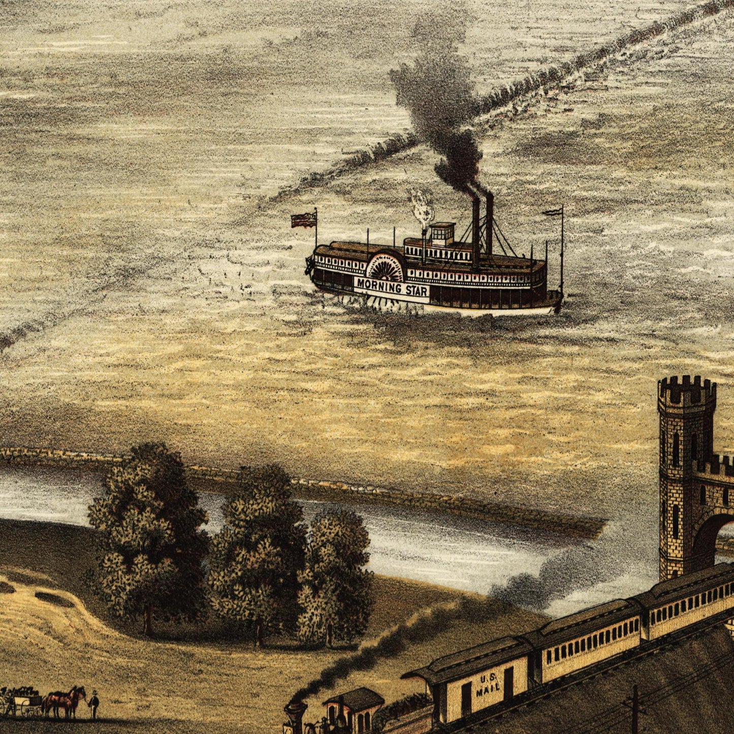 Historische Stadtansicht Louisville um 1876