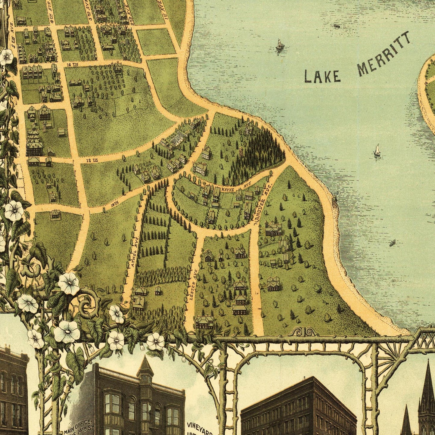 Historische Stadtansicht Oakland um 1900