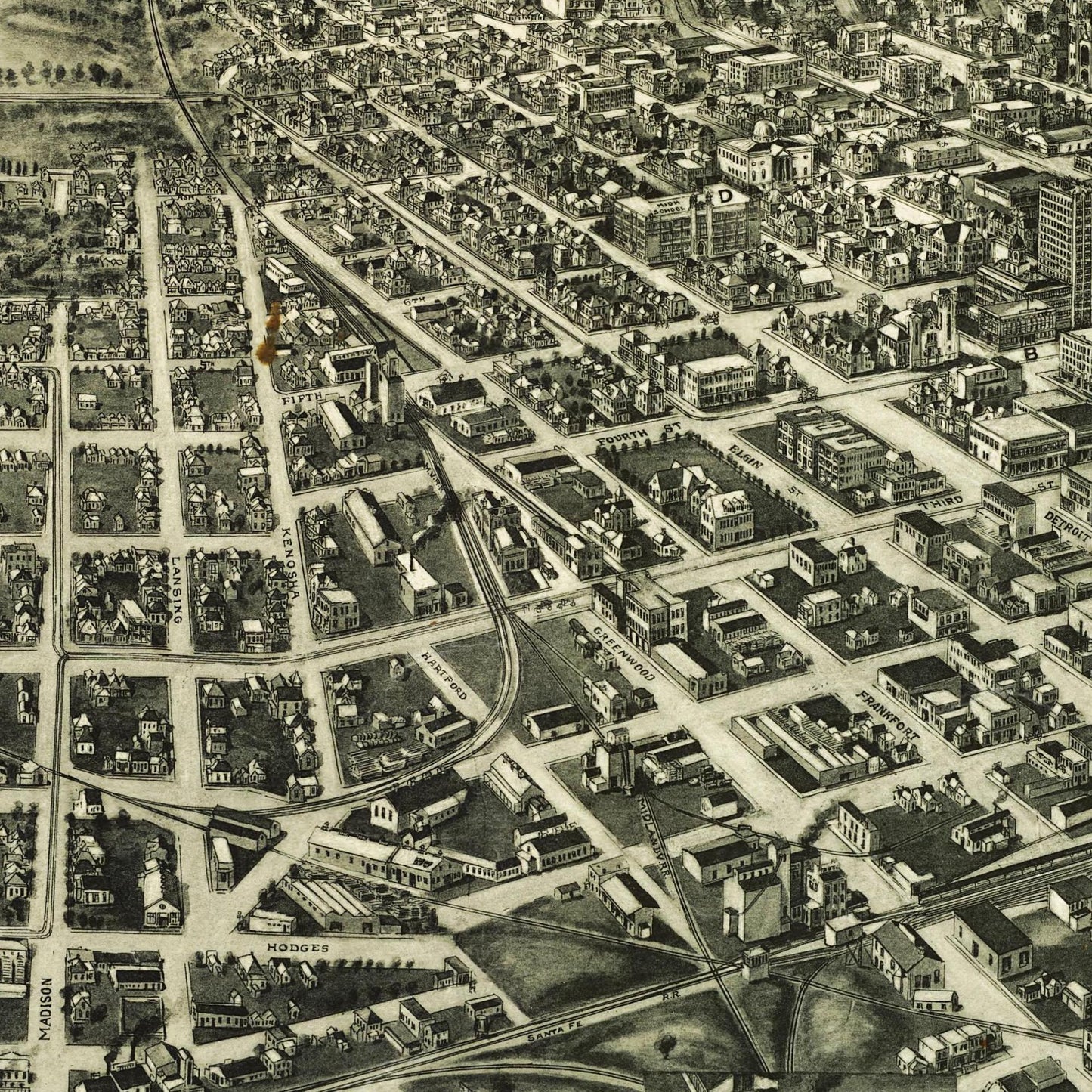 Historische Stadtansicht Tulsa um 1918