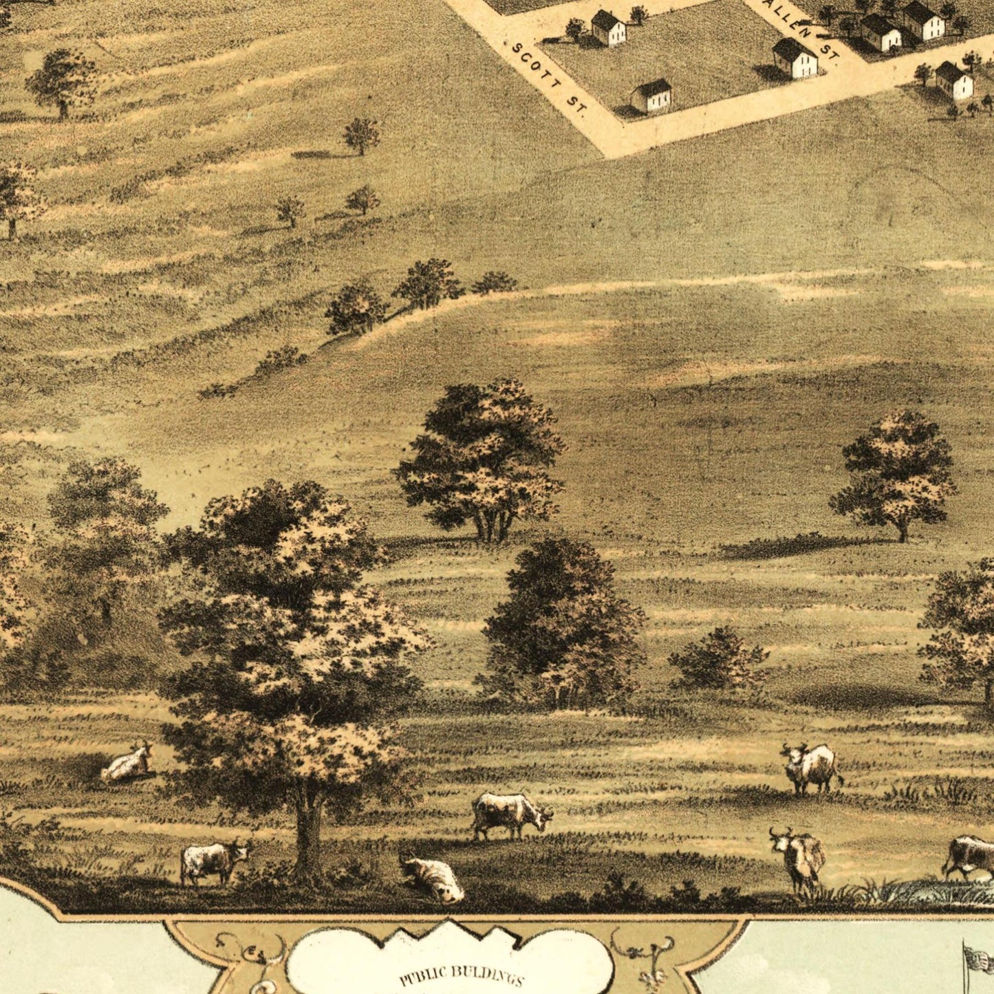 Historische Stadtansicht Des Moines um 1868