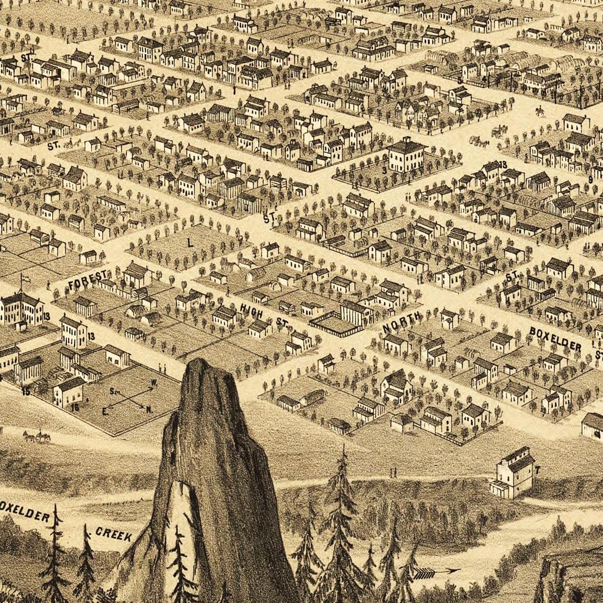 Historische Stadtansicht Salt Lake City um 1875
