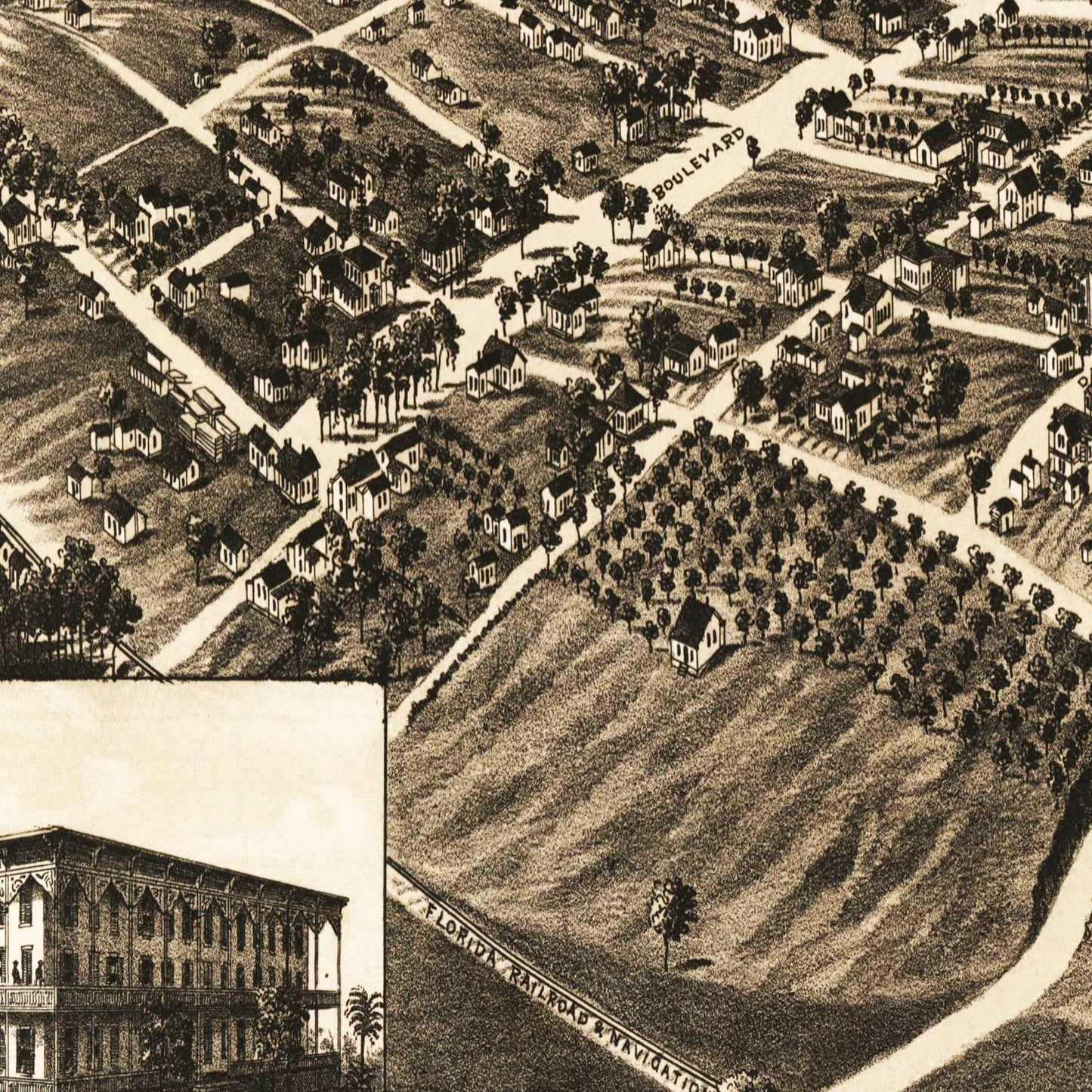Historische Stadtansicht Tallahassee um 1885