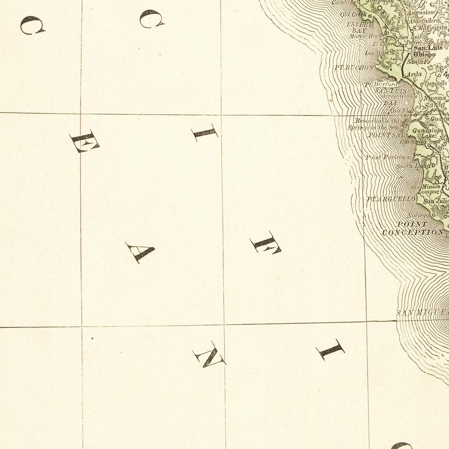 Historische Landkarte Kalifornien & Nevada um 1882
