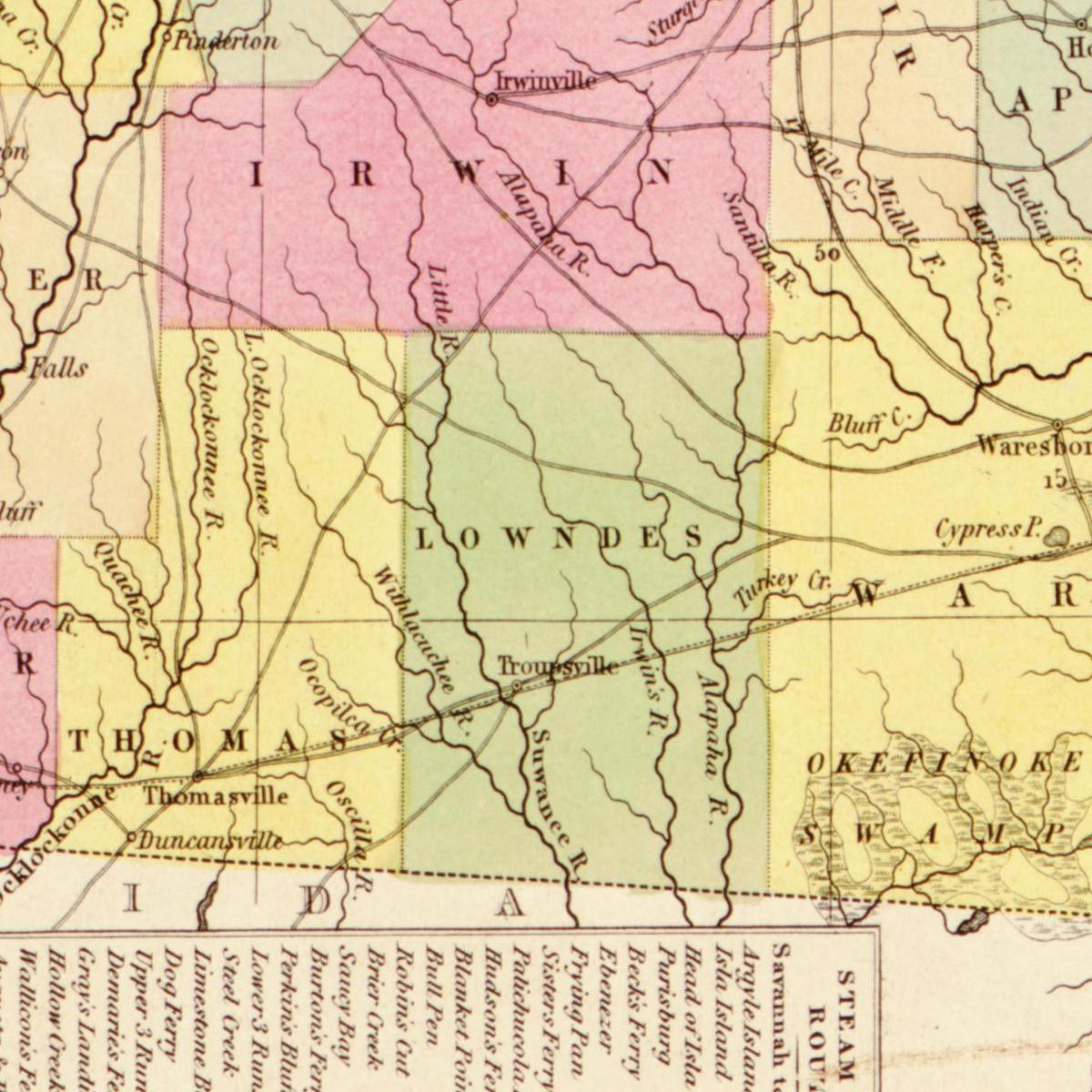 Historische Landkarte Georgia um 1849