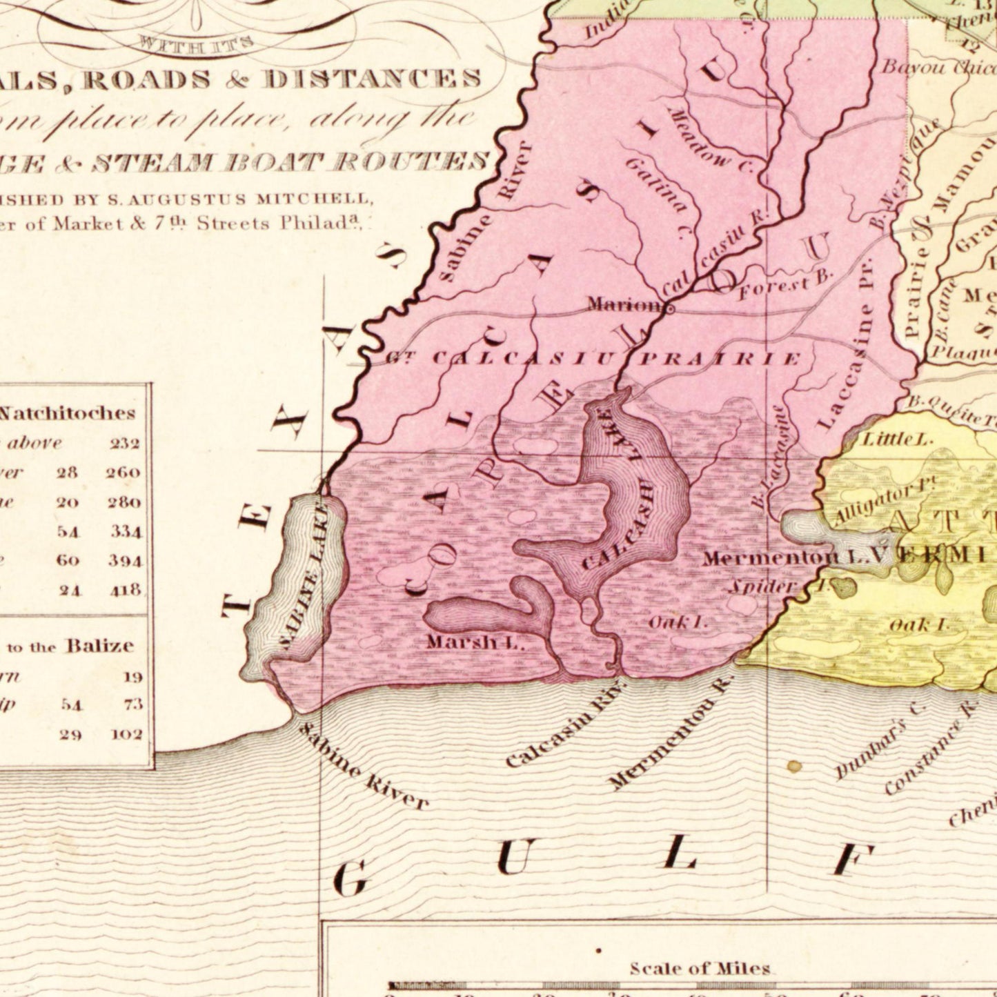 Historische Landkarte Louisiana um 1849