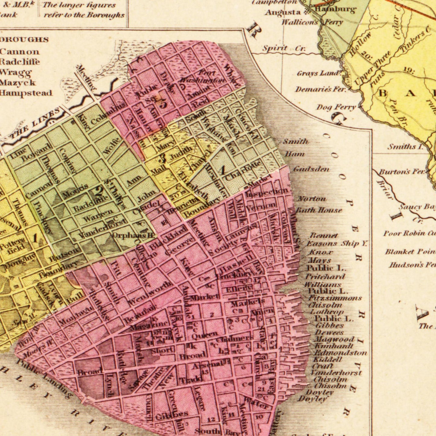 Historische Landkarte South Carolina um 1849