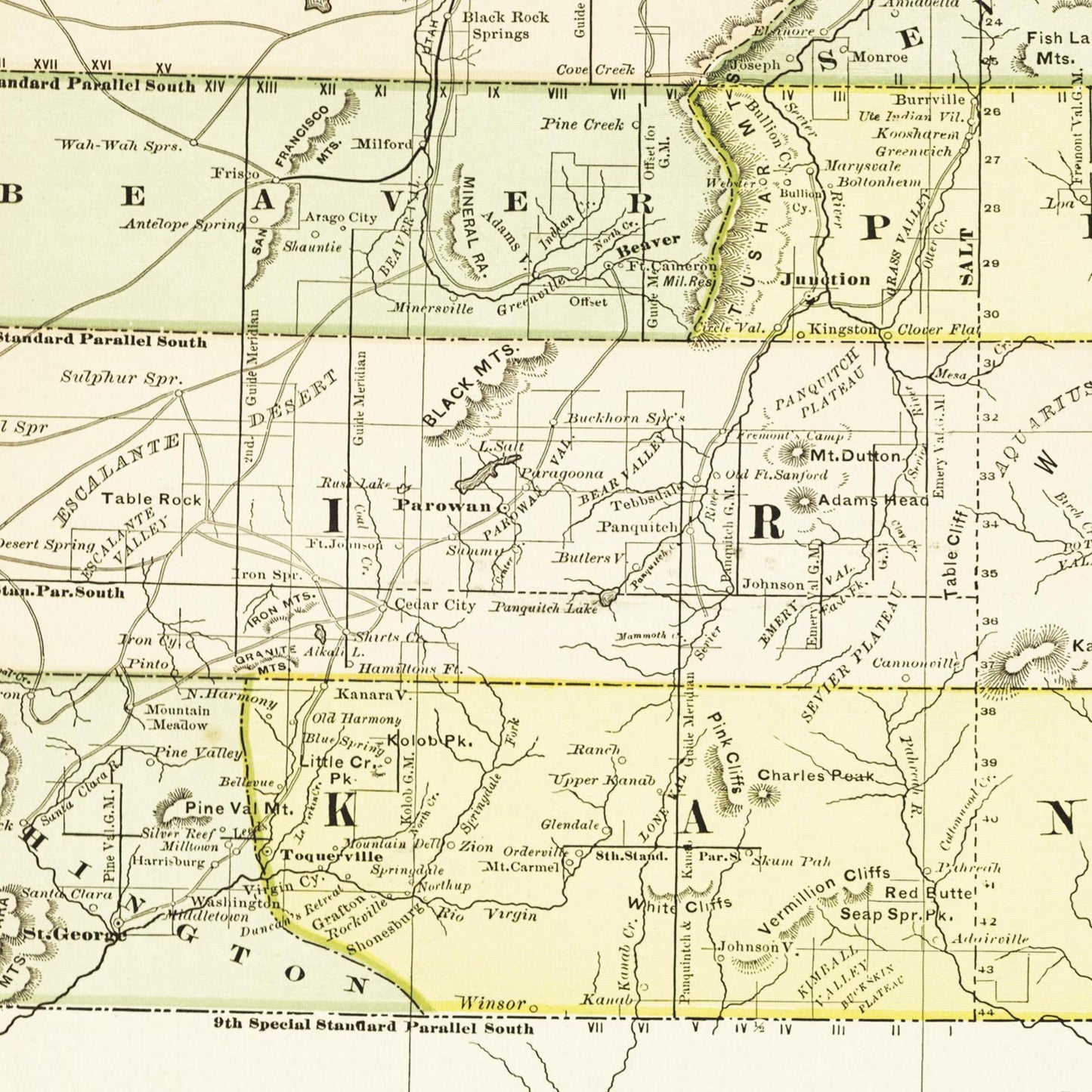 Historische Landkarte Utah um 1882