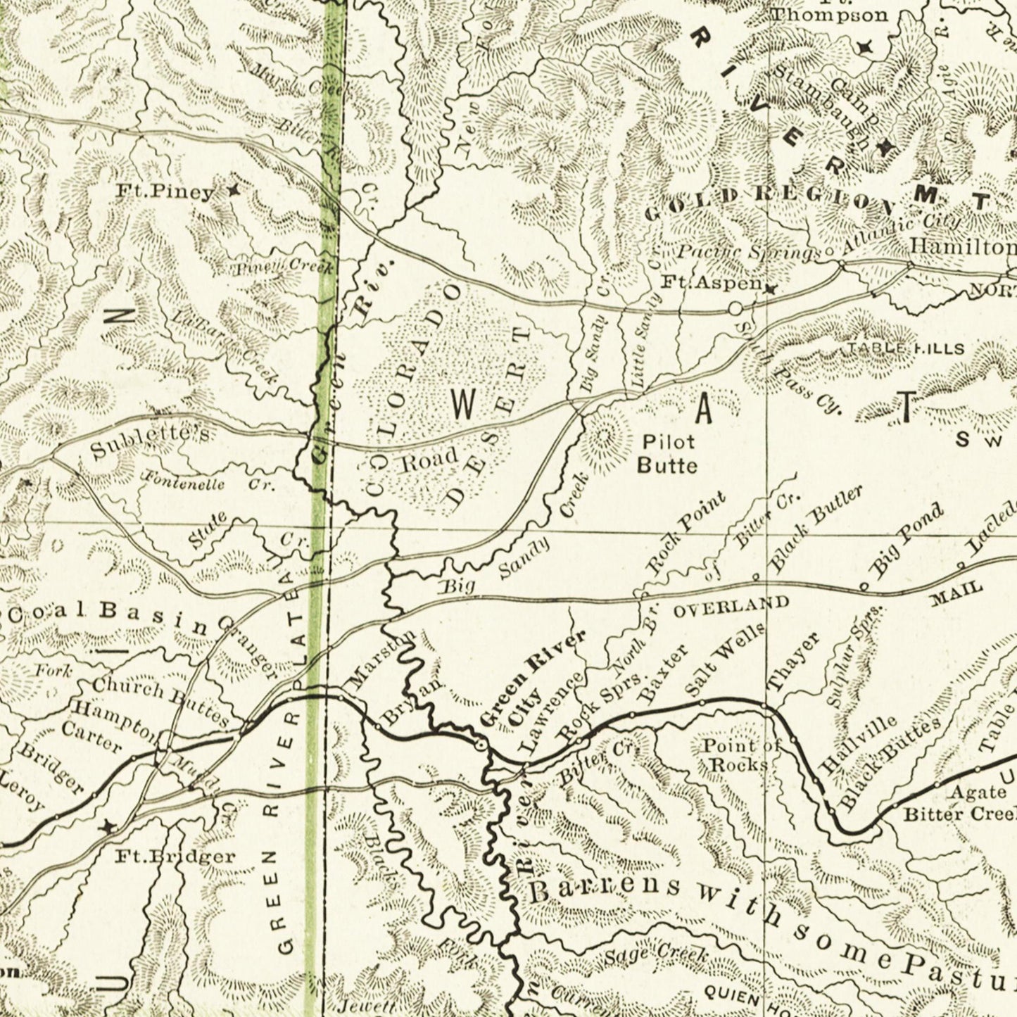 Historische Landkarte Wyoming um 1882
