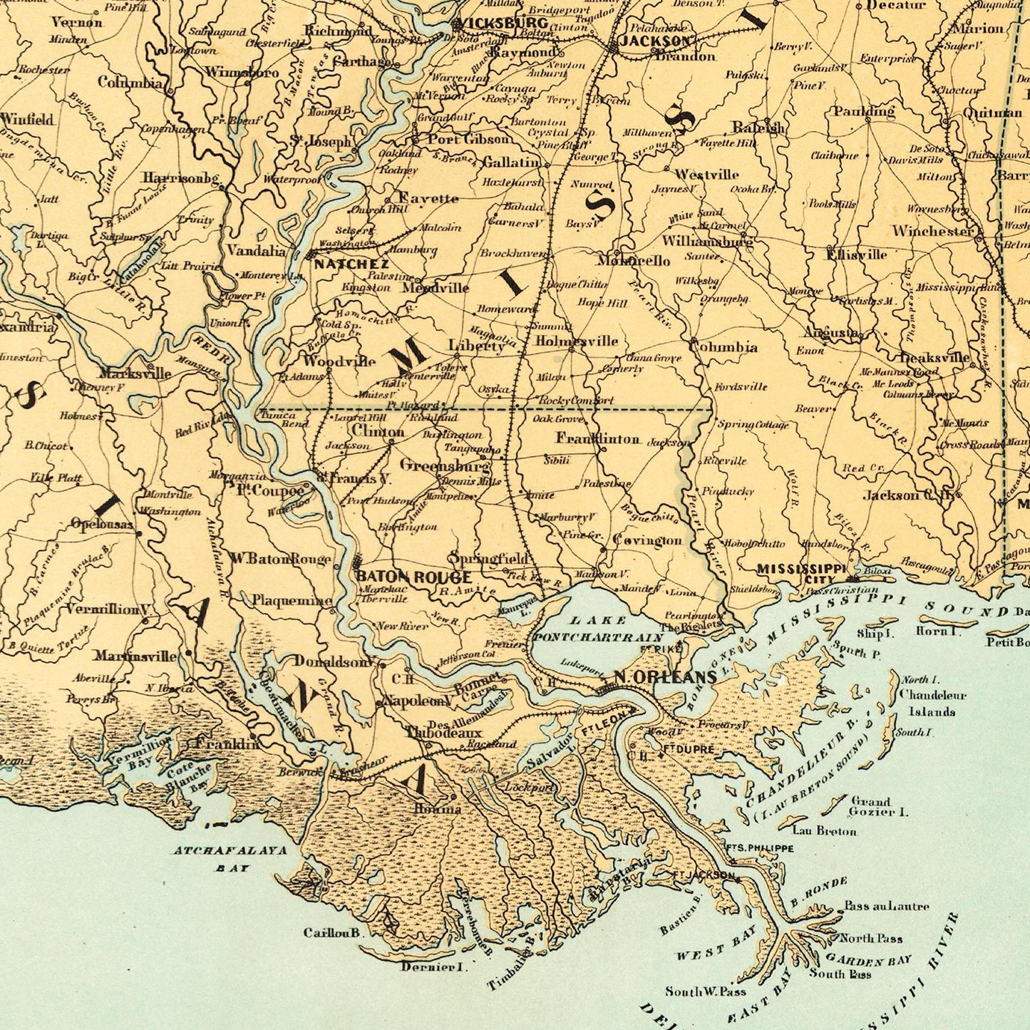 Historische Landkarte Konfederierte USA um 1861