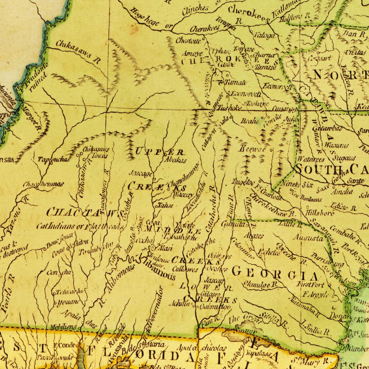 Historische Landkarte USA um 1700