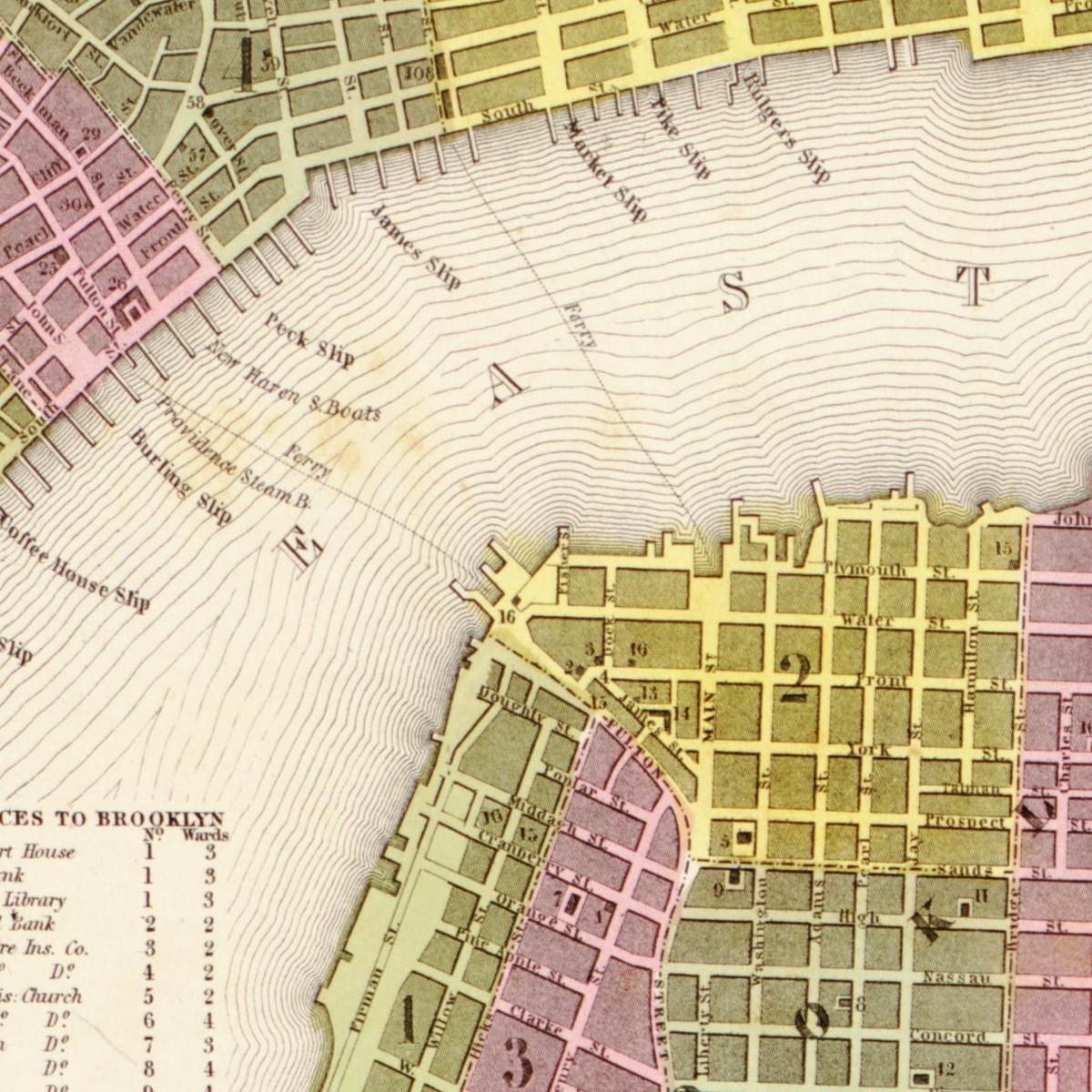 Historische Landkarte New York City um 1849