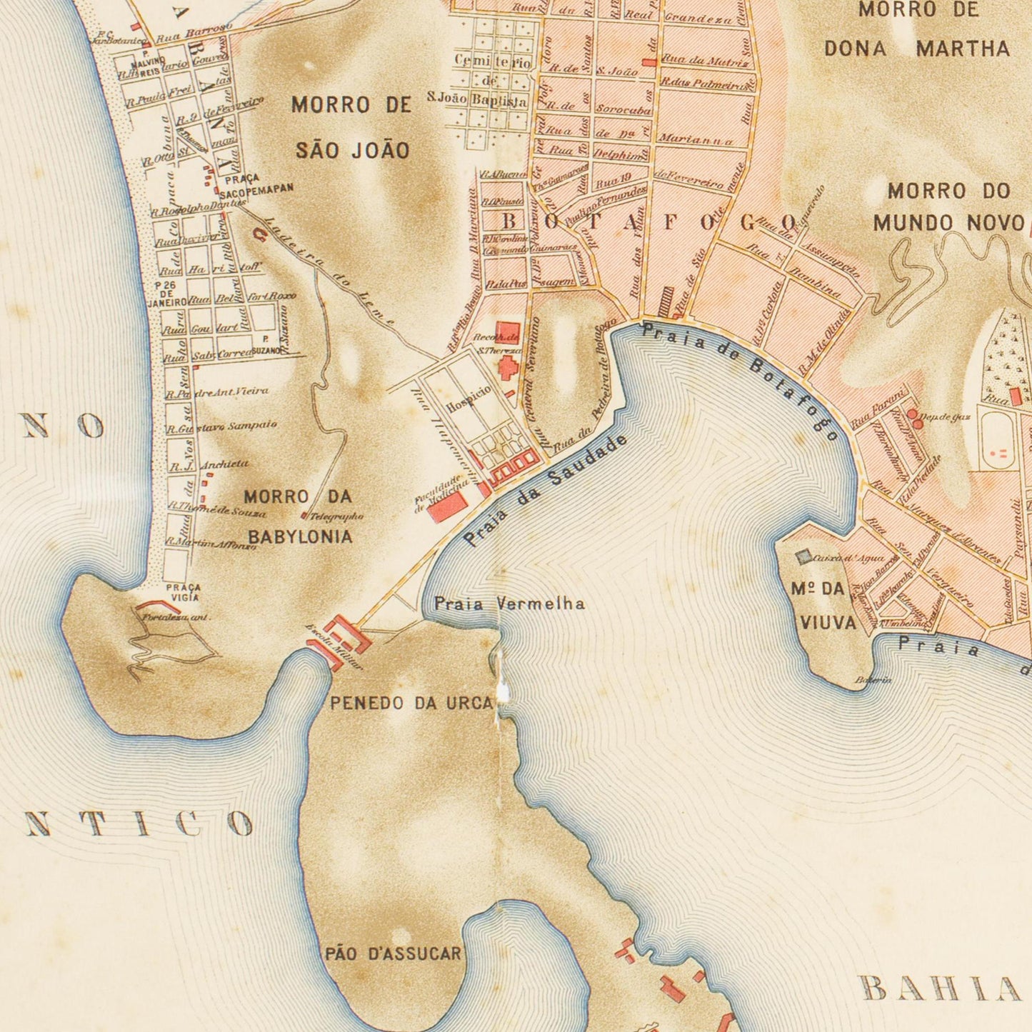 Historischer Stadtplan Rio De Janero um 1890
