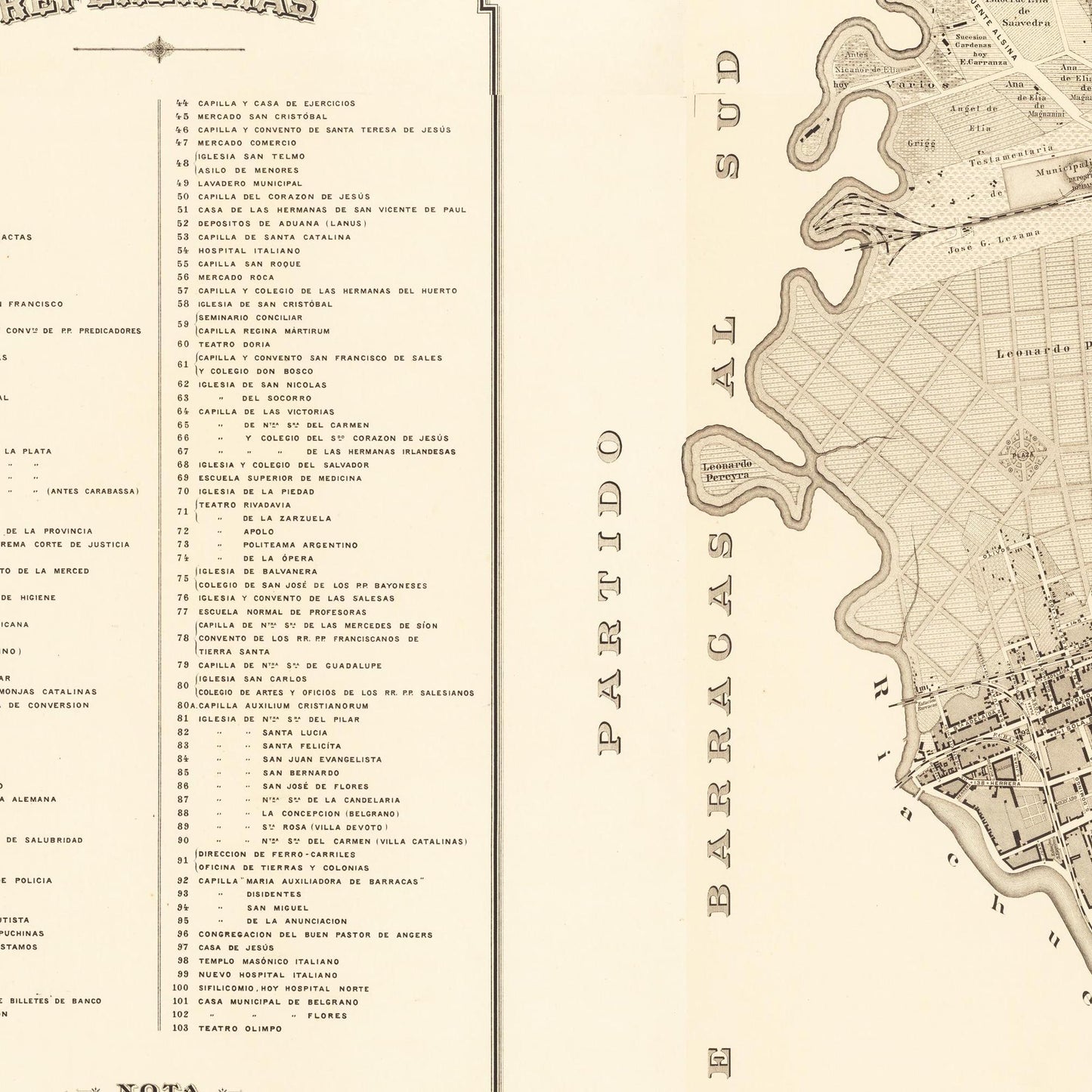 Historischer Stadtplan Buenos Aires um 1895