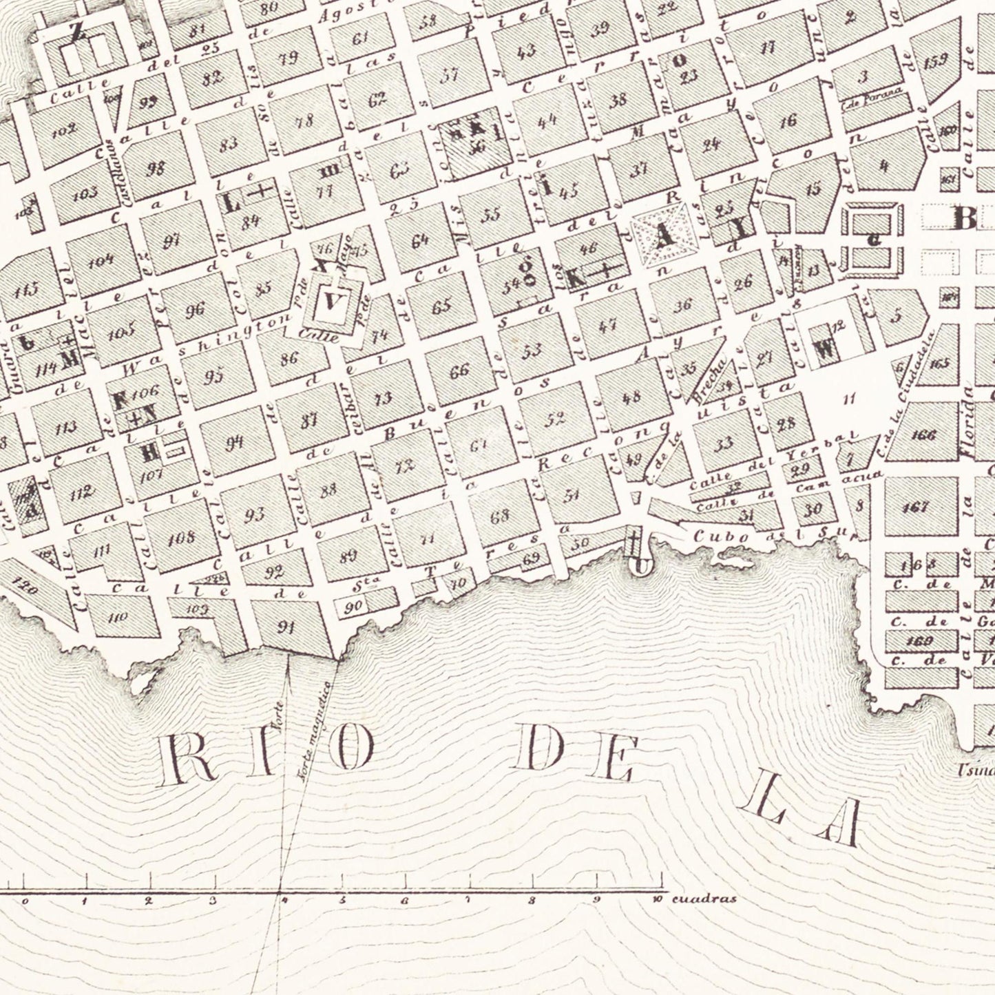 Historischer Stadtplan Montevideo um 1865
