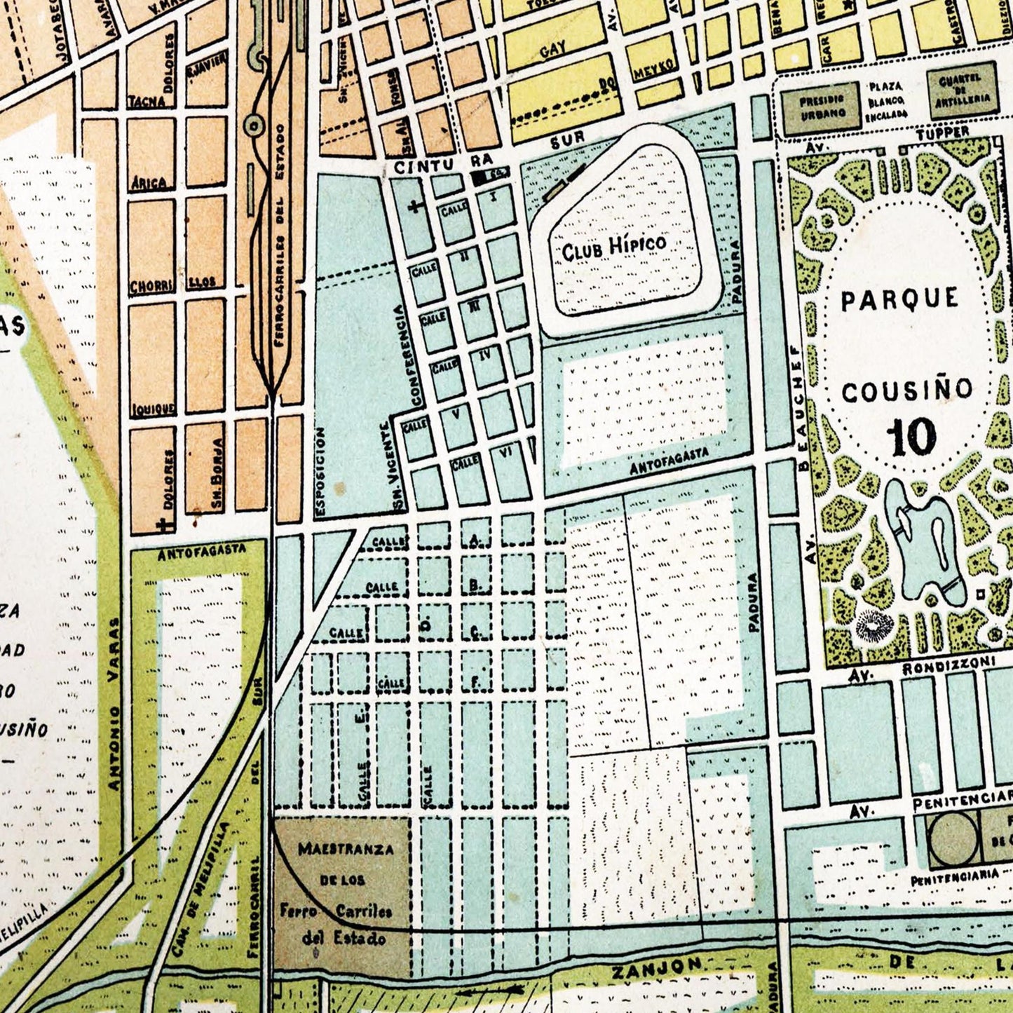 Historischer Stadtplan Santiago de Chile um 1895