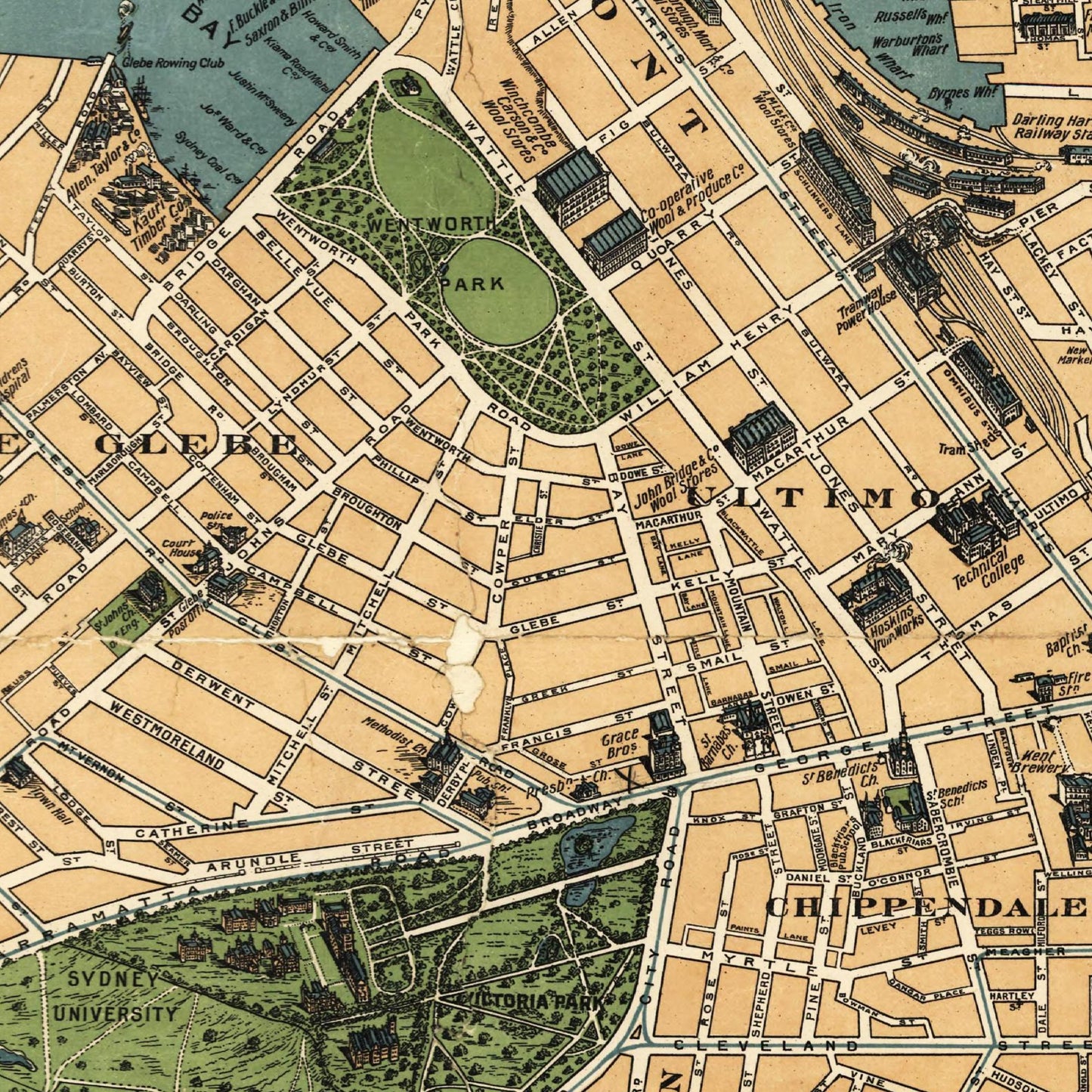 Historischer Stadtplan Sydney um 1922