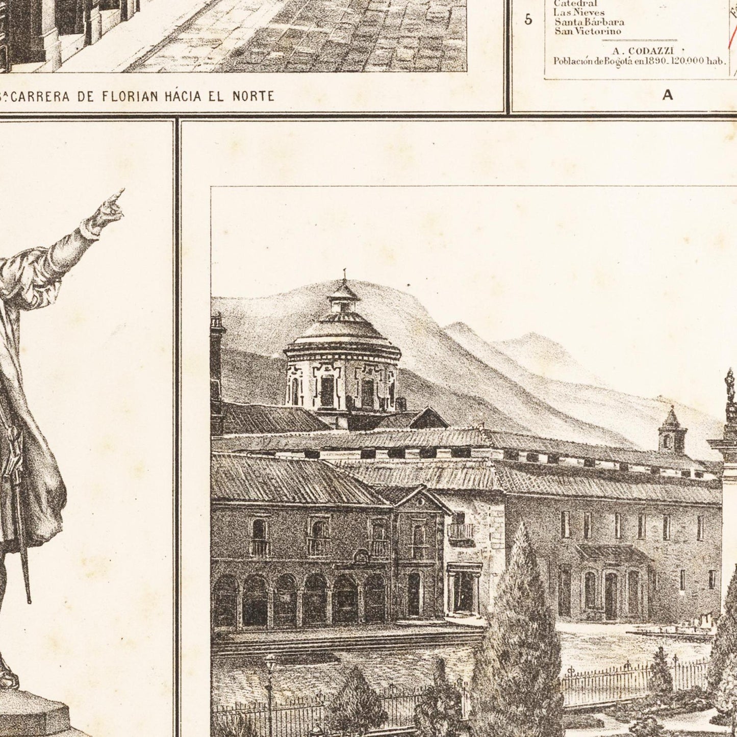 Historischer Stadtplan Bogota um 1890