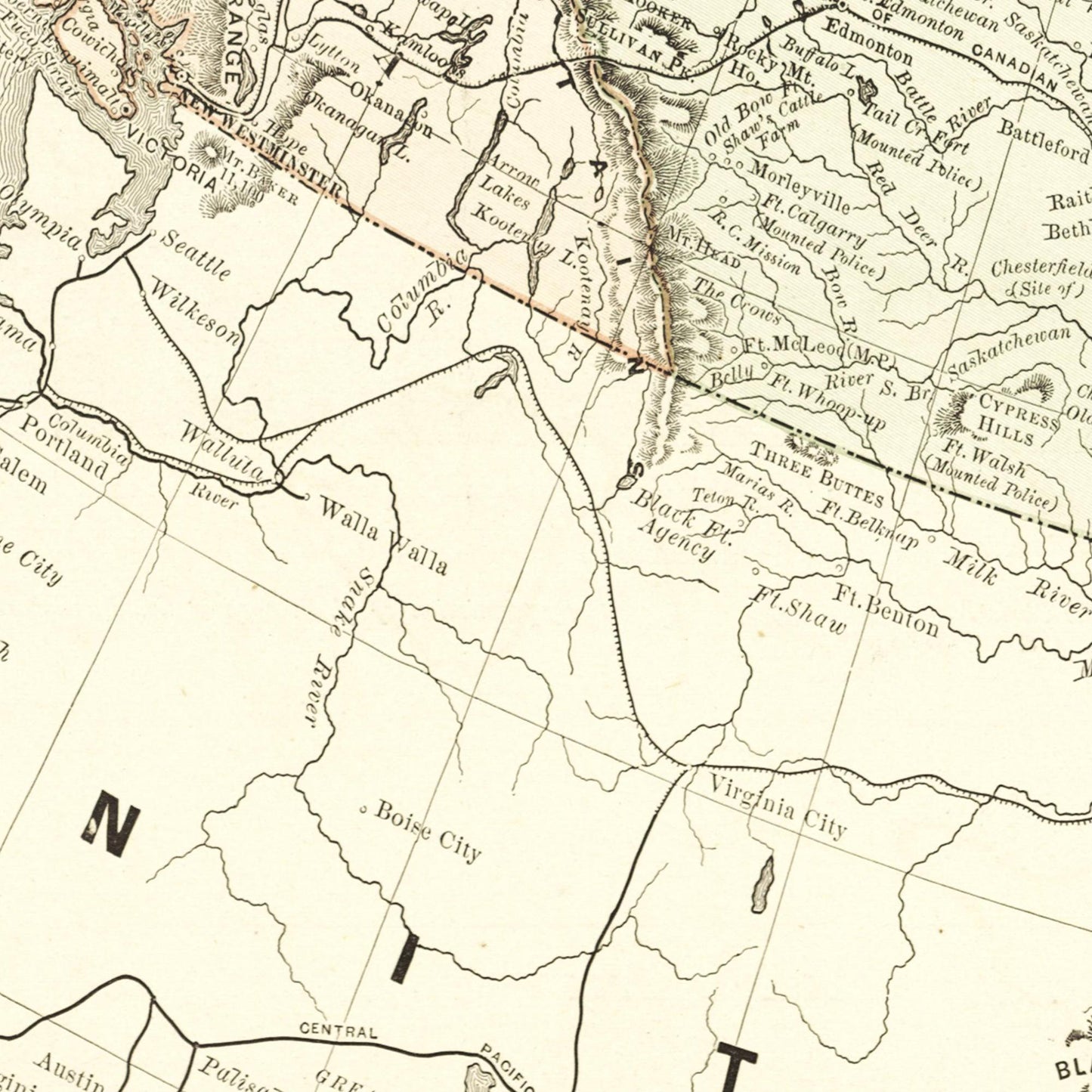Historische Landkarte Kanada um 1882