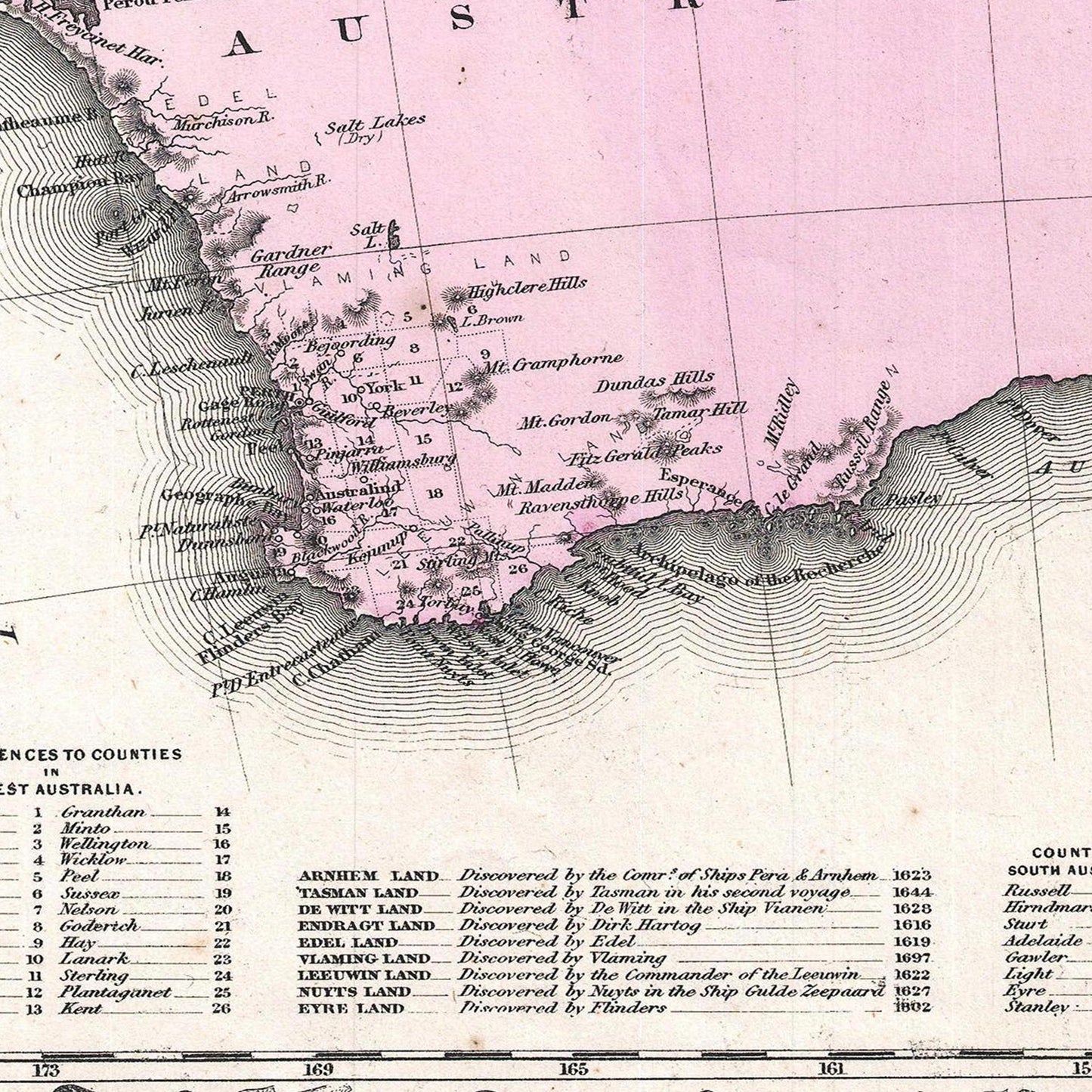 Historische Landkarte Australien um 1861