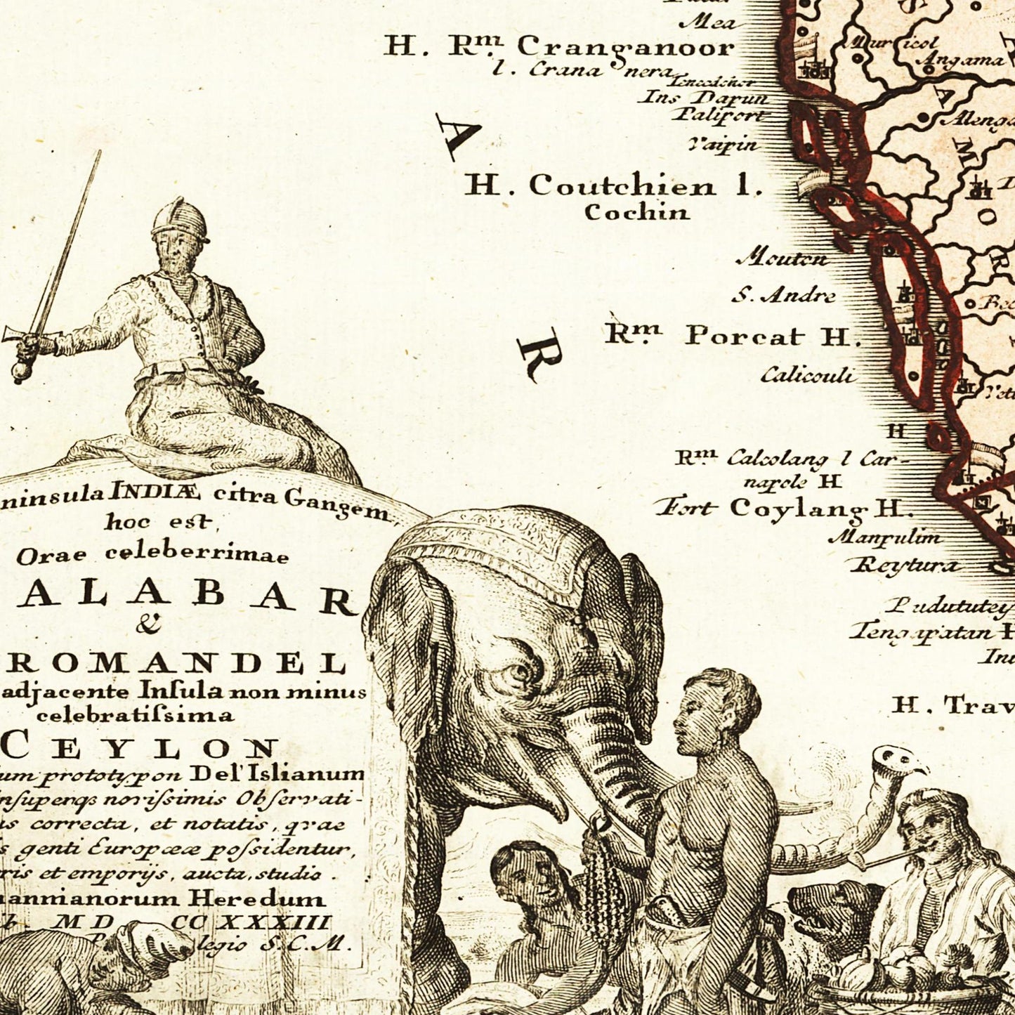 Historische Landkarte Indien um 1750