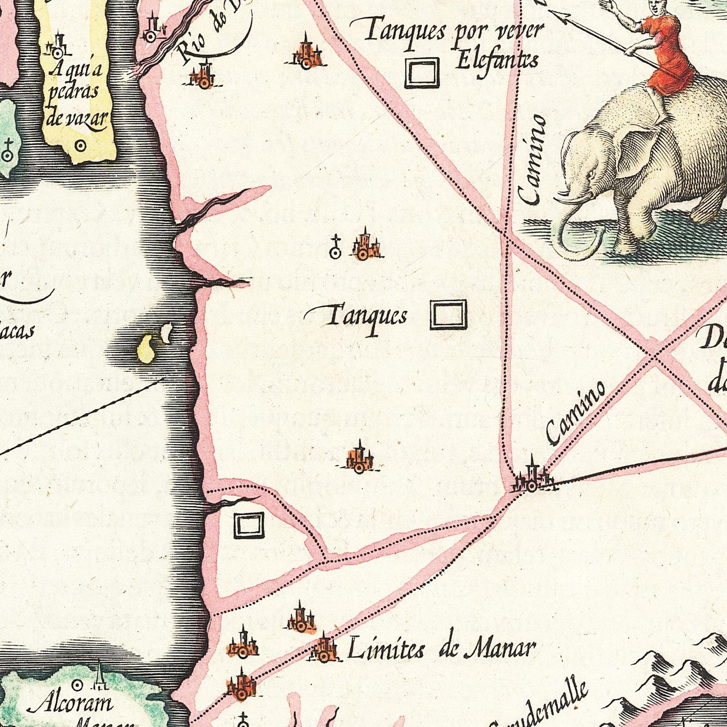 Historische Landkarte Sri Lanka um 1606