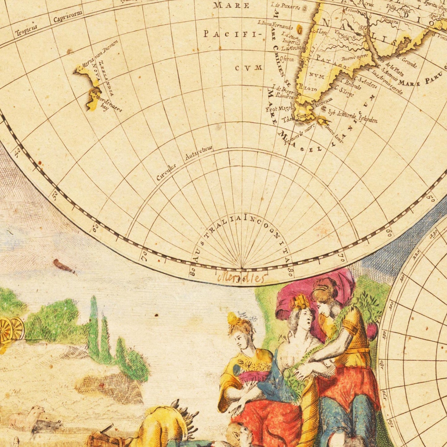 Historische Weltkarte um 1737