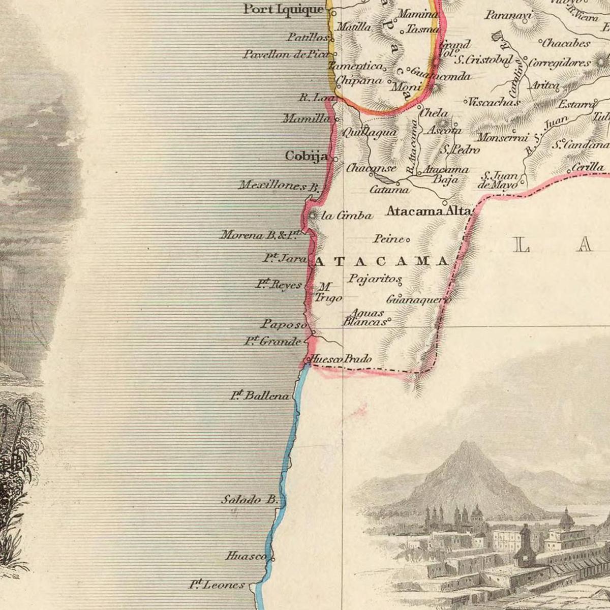 Historische Landkarte Bolivien & Peru um 1850