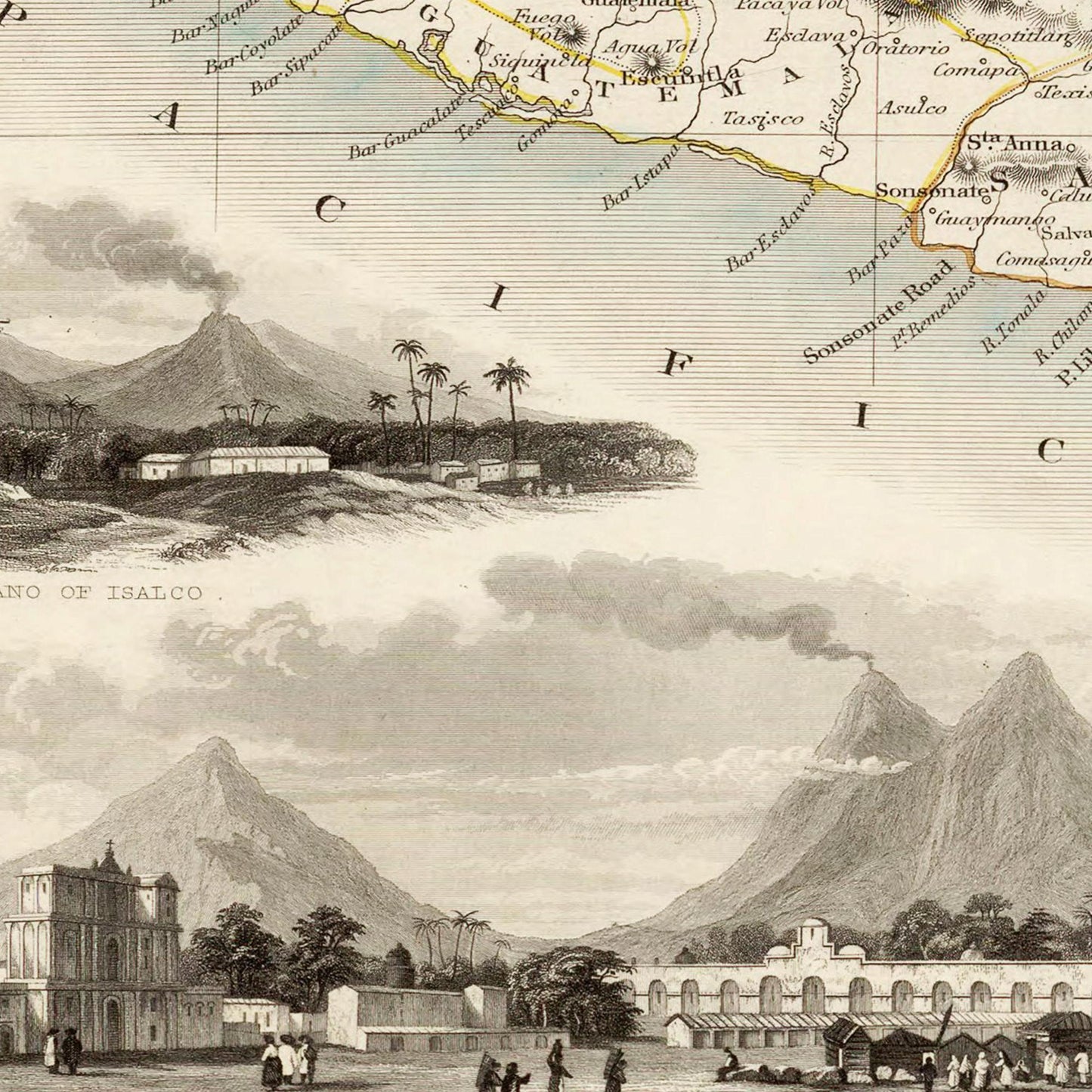 Historische Landkarte Mittelamerika um 1850