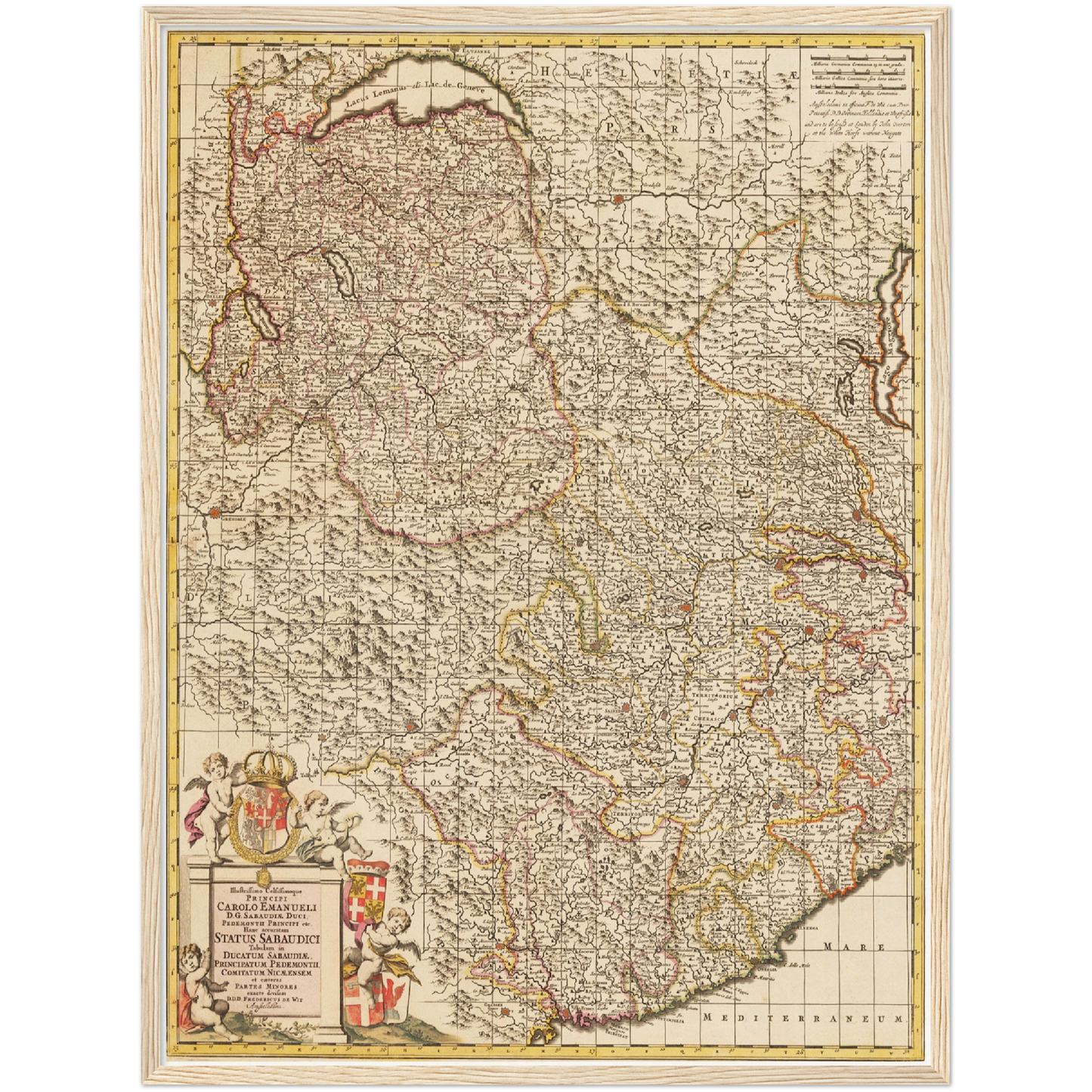 Historische Landkarte Piemont um 1698