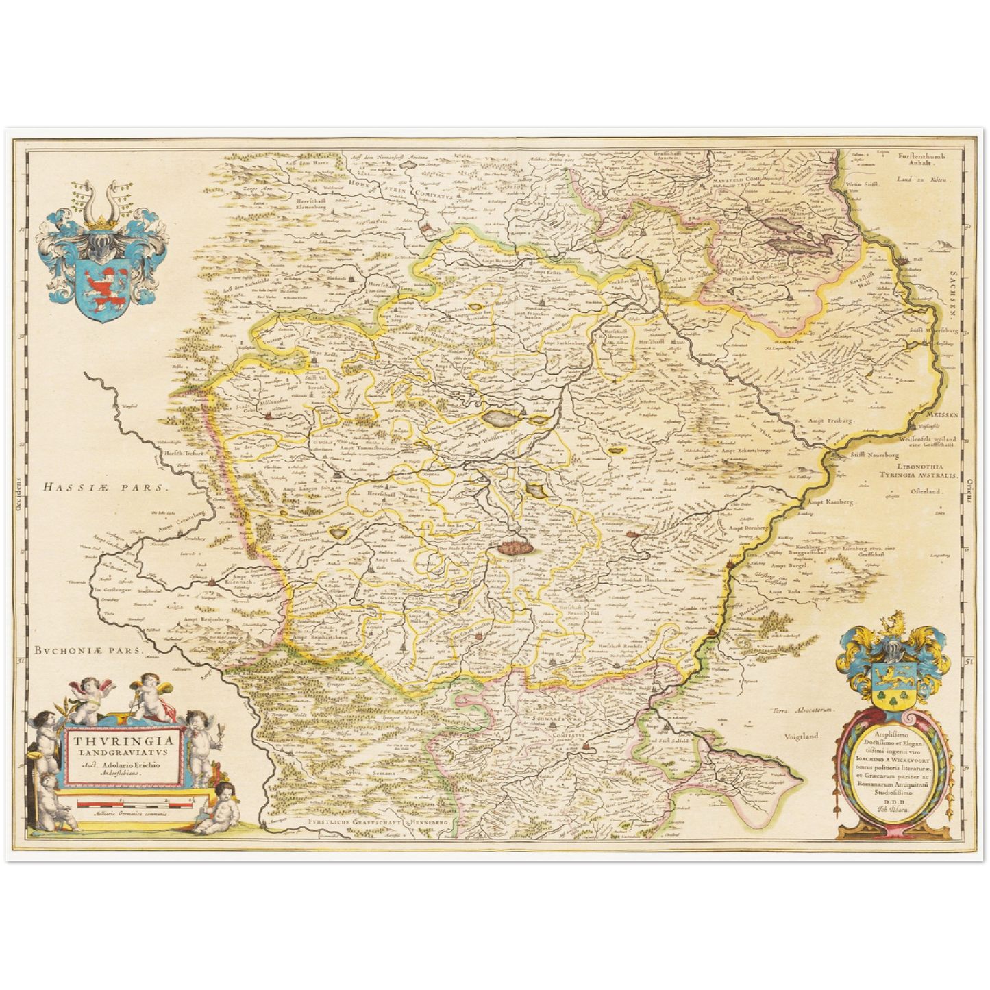 Historische Landkarte Thüringen um 1635