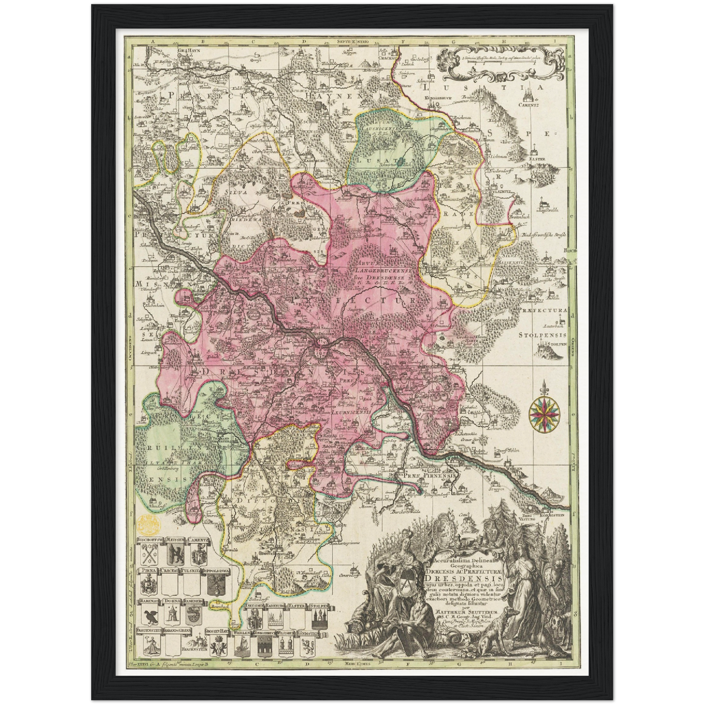 Historische Landkarte Dresden um 1750