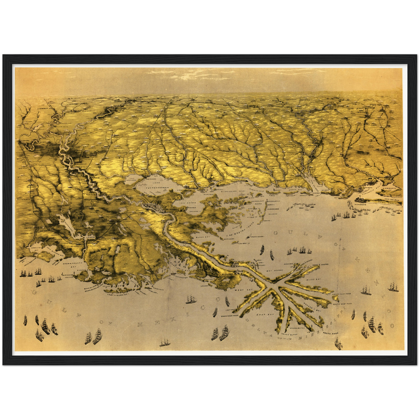Historische Stadtansicht New Orleans um 1861