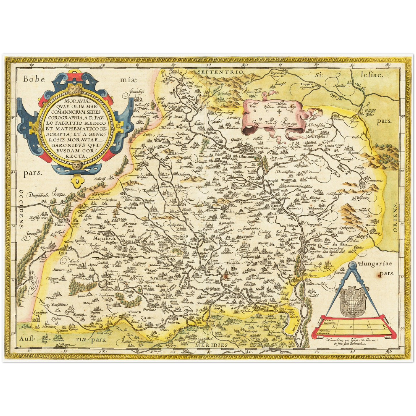 Historische Landkarte Mähren um 1609