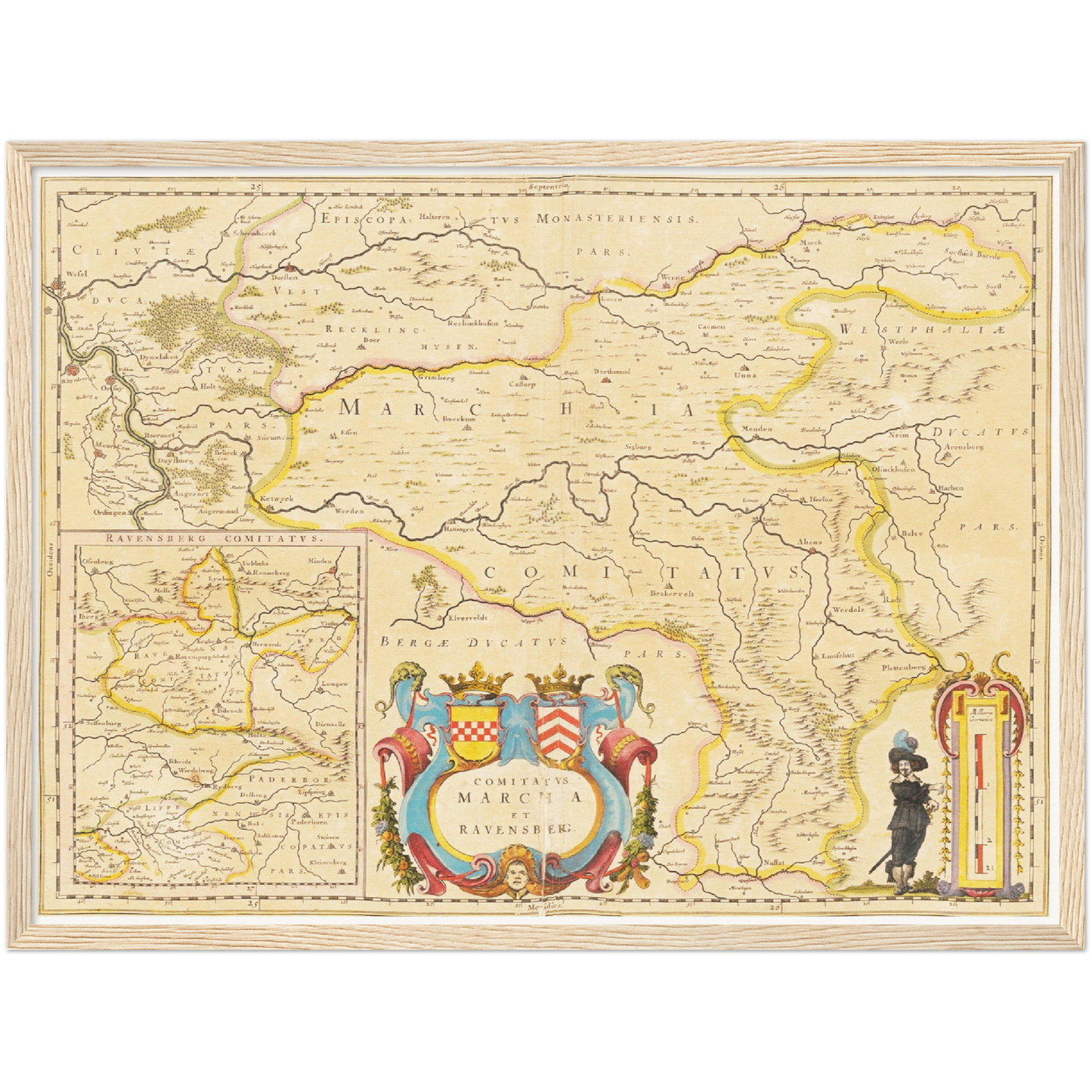 Historische Landkarte Ruhrgebiet um 1635