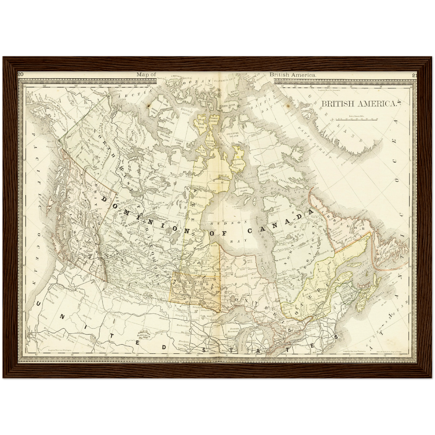 Historische Landkarte Kanada um 1882