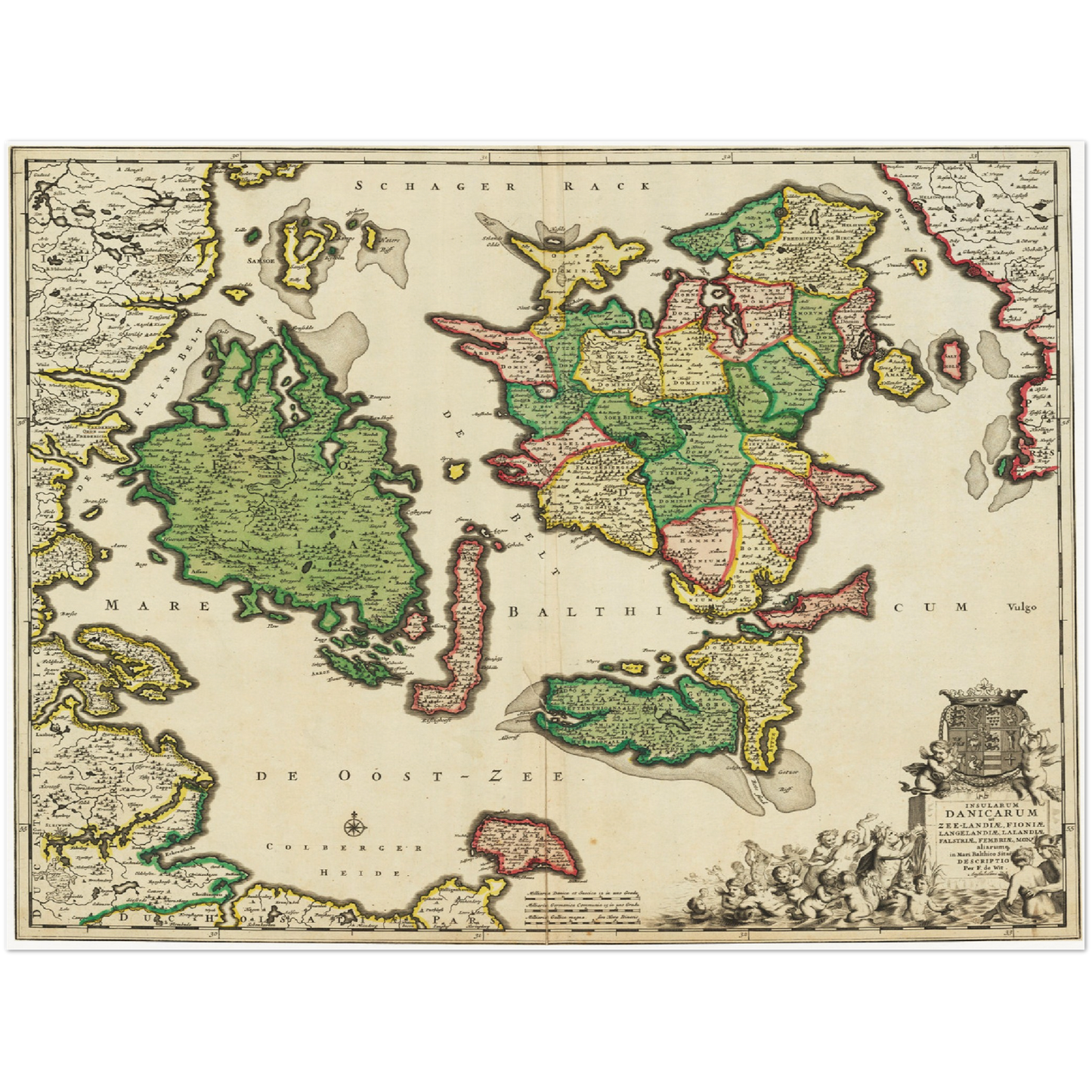 Historische Landkarte Dänische Inseln um 1688