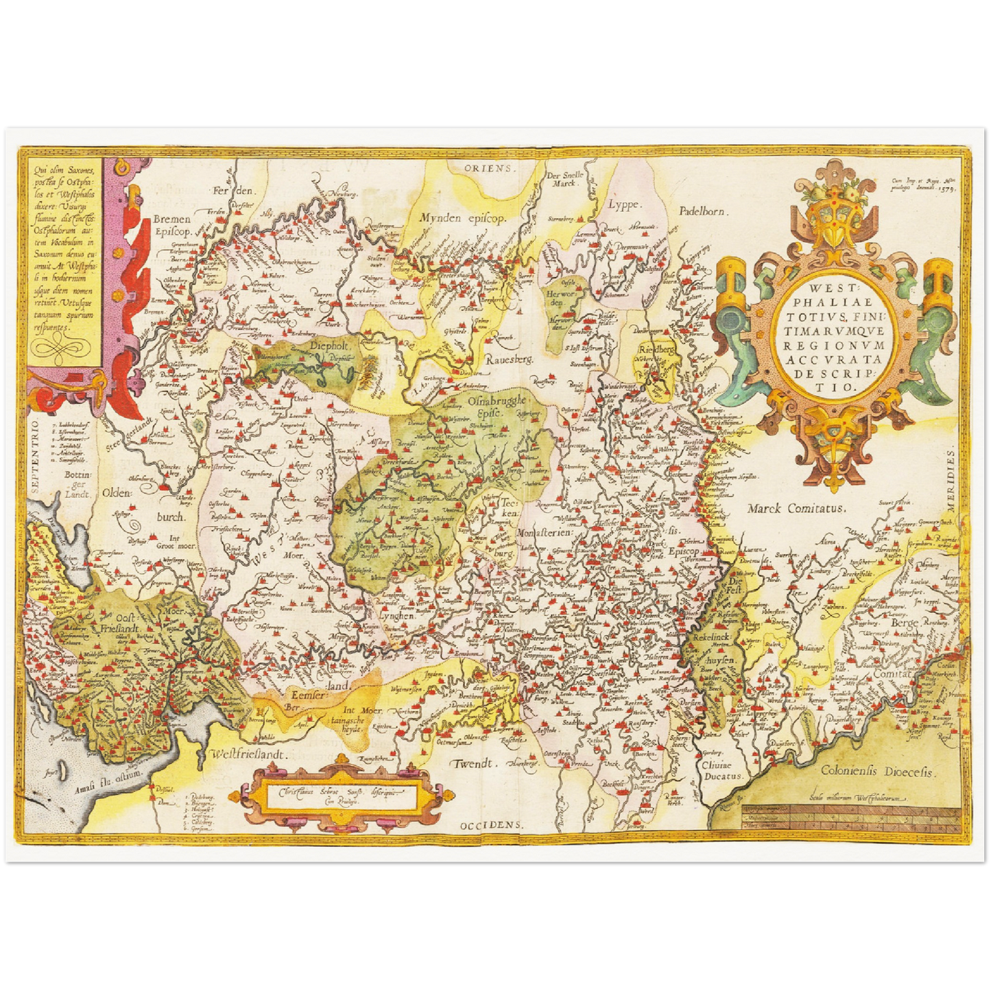 Historische Landkarte Westfalen um 1609