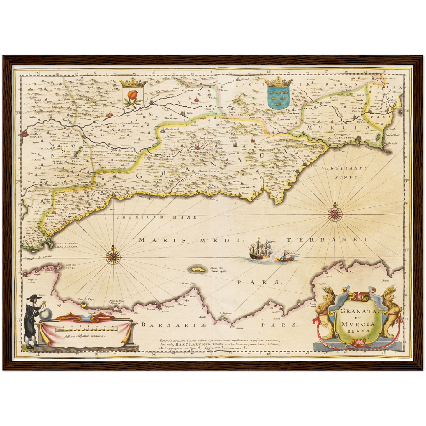 Historische Landkarte Murcia & Granada um 1635