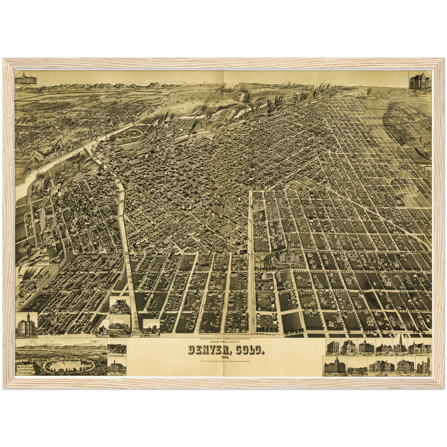 Historische Stadtansicht Denver um 1889