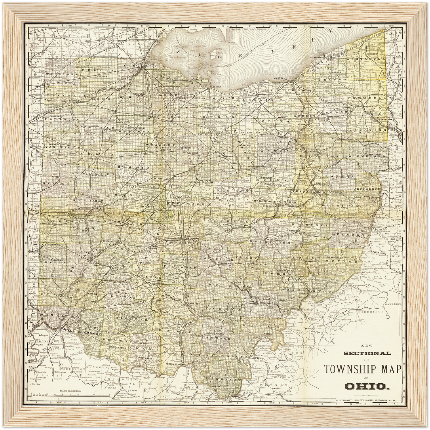 Historische Landkarte Ohio um 1882