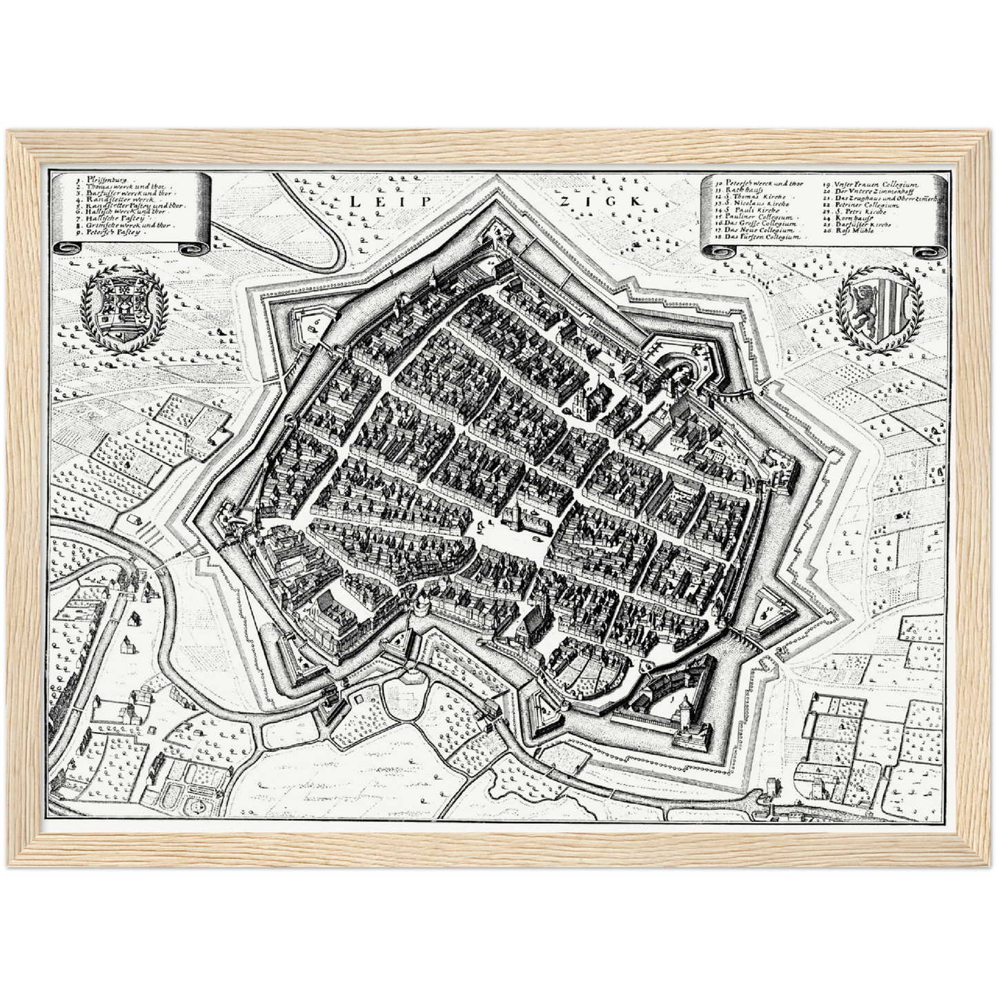 Historischer Stadtplan Leipzig um 1650