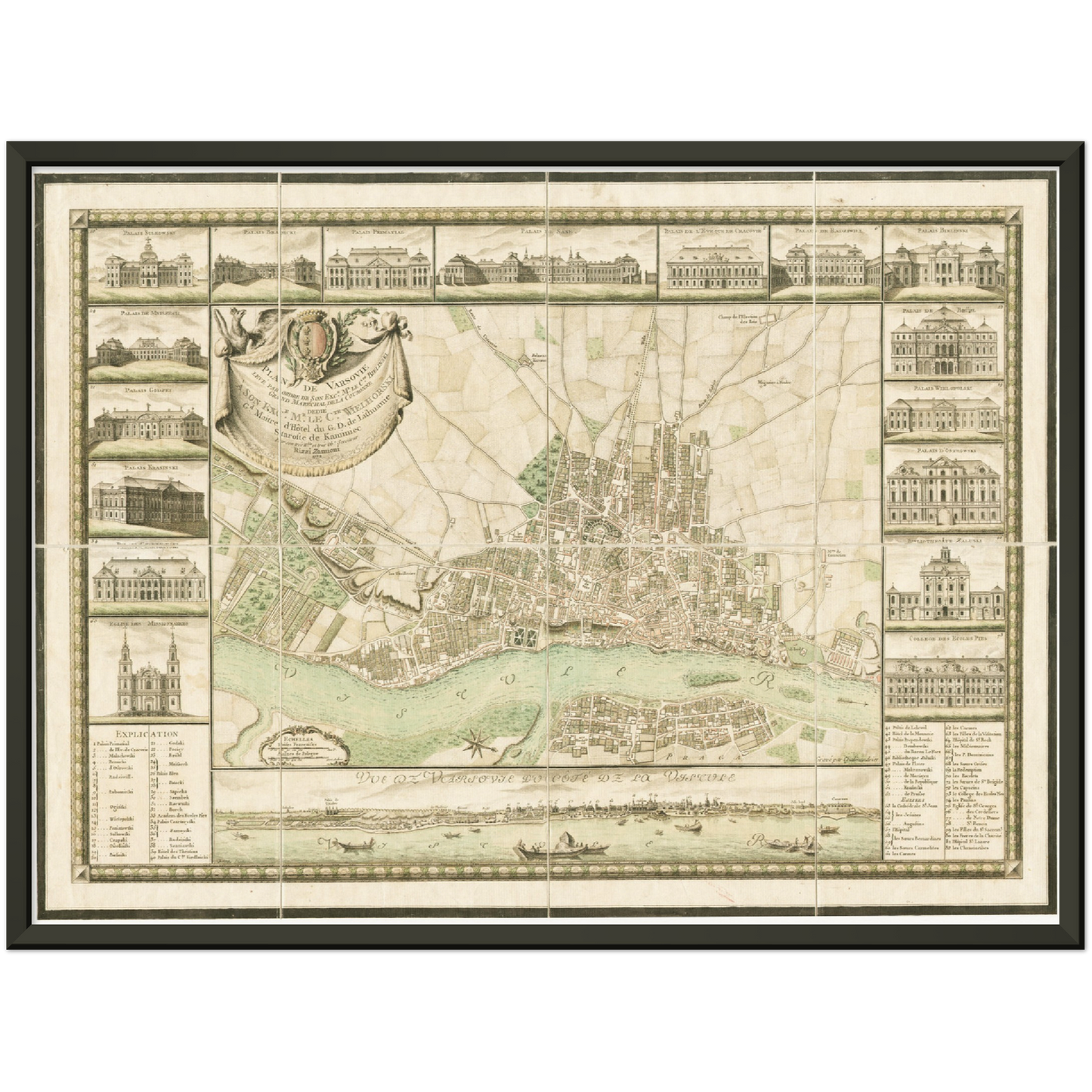 Historischer Stadtplan Warschau um 1772